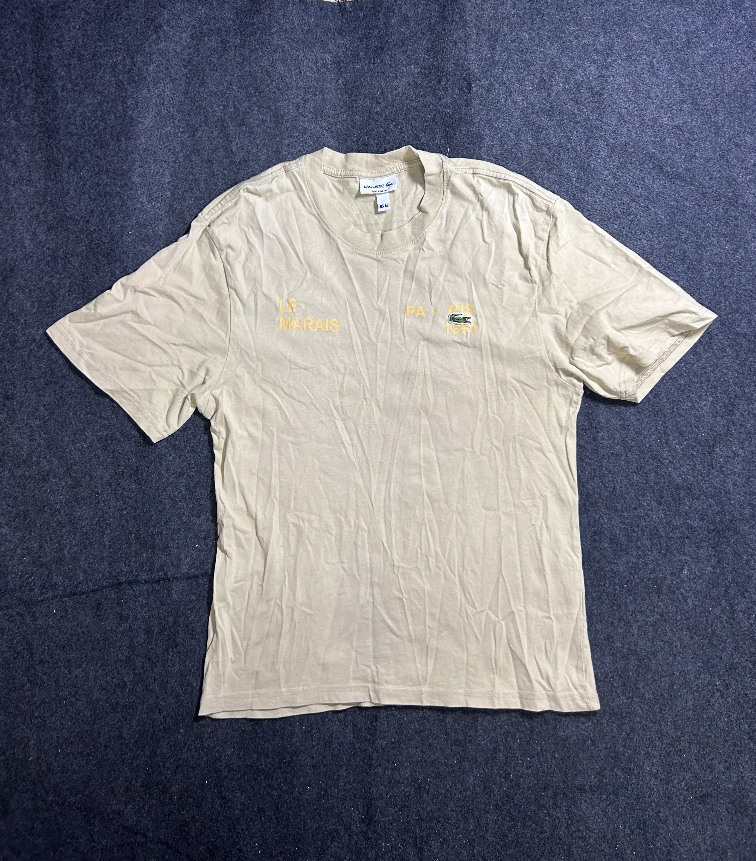 Lacoste Bandana Graphic Oversized T-Shirt – Beige / Light Khaki (US M)