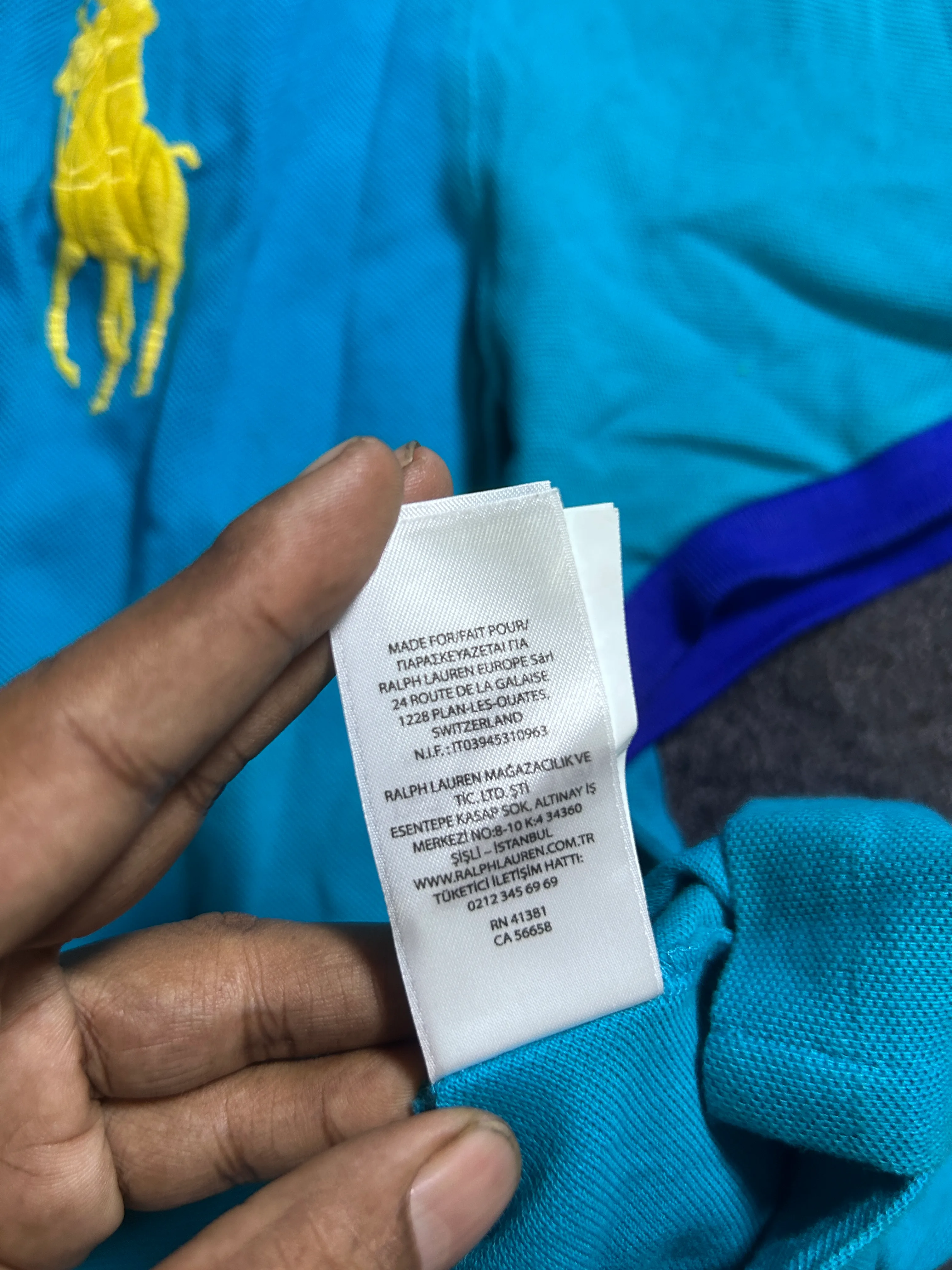 Polo Ralph Lauren Big Pony Colorblock Mesh Polo Shirt – Turquoise Blue / Purple / Orange (XL)
