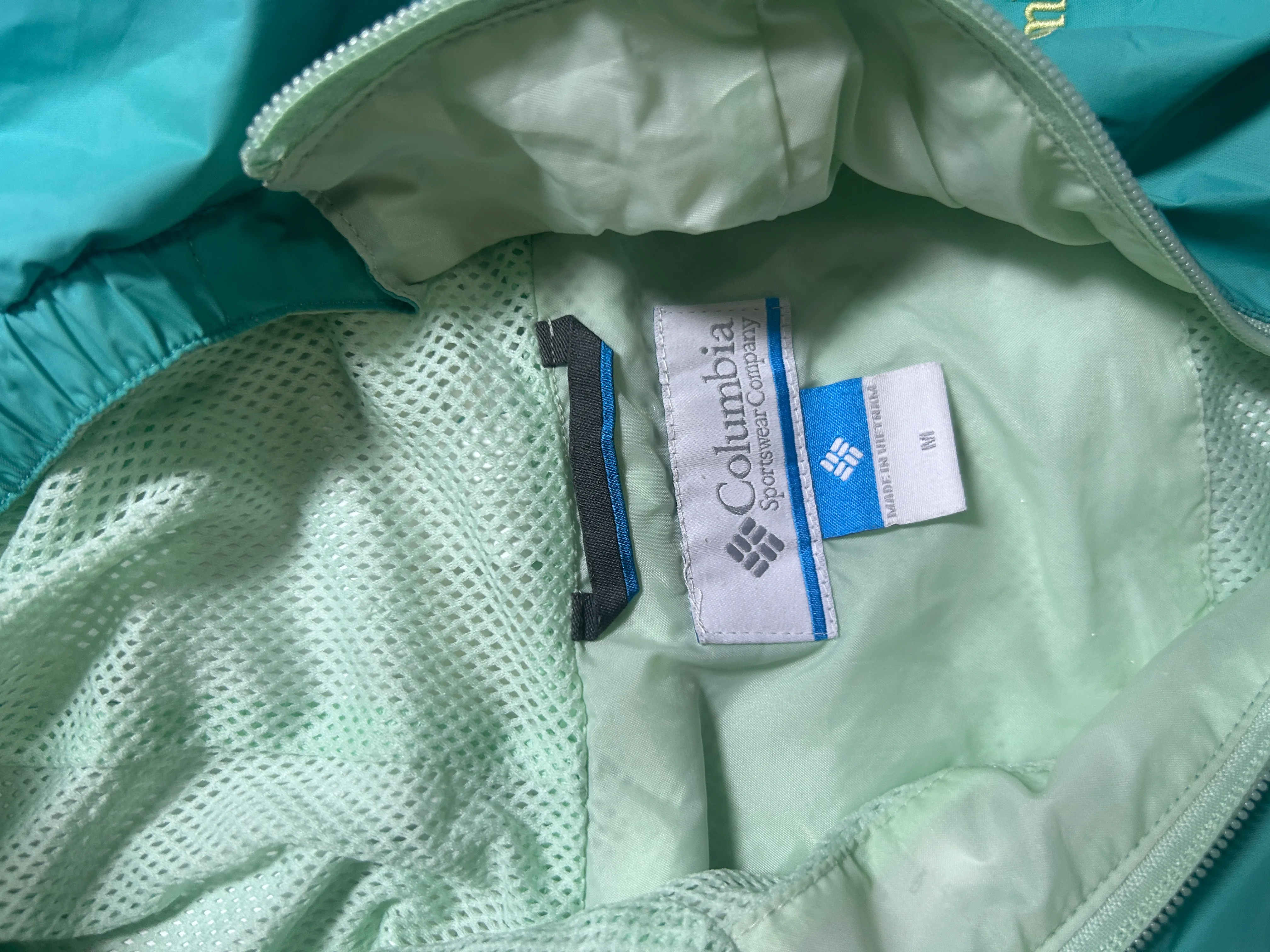 Columbia Women's Hooded Waterproof Windbreaker Rain Jacket - Seafoam Teal XS