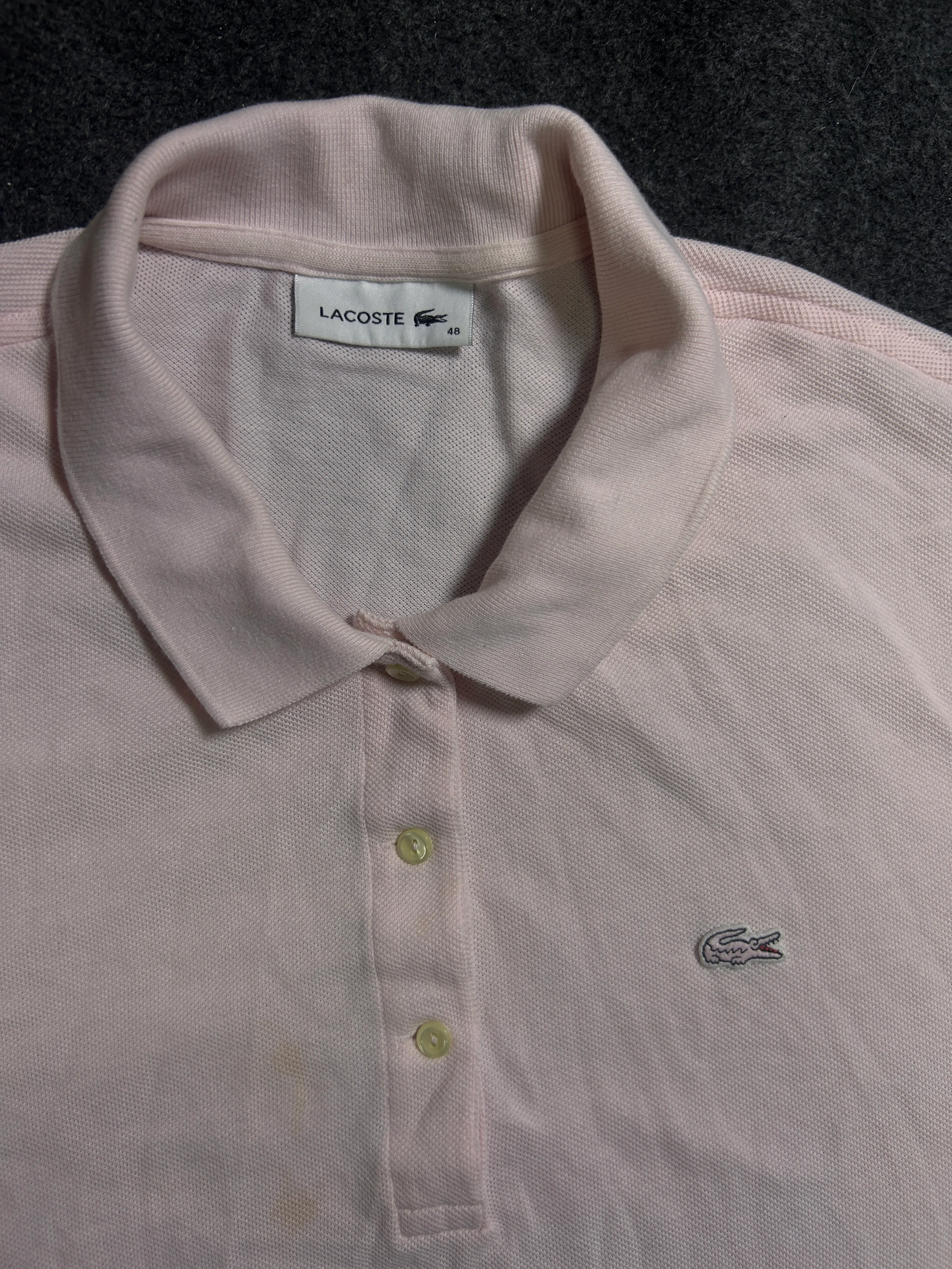 Lacoste Classic Light Pink 3/4 Sleeve Cotton Piqué Polo Shirt M