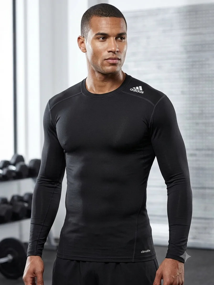 Adidas Men's Techfit Climalite Compression Long Sleeve Athletic Top (Size M)