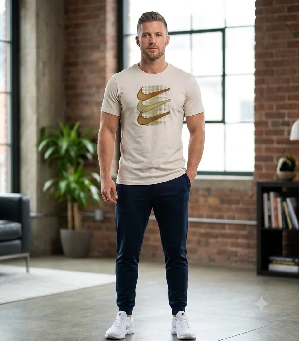 Vintage Nike Triple Swoosh Graphic T-Shirt | White | L