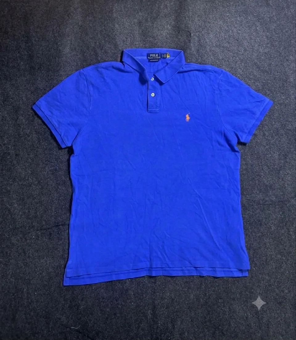 Polo Ralph Lauren Men's Royal Blue Custom Slim Fit Polo Shirt (Size XL)