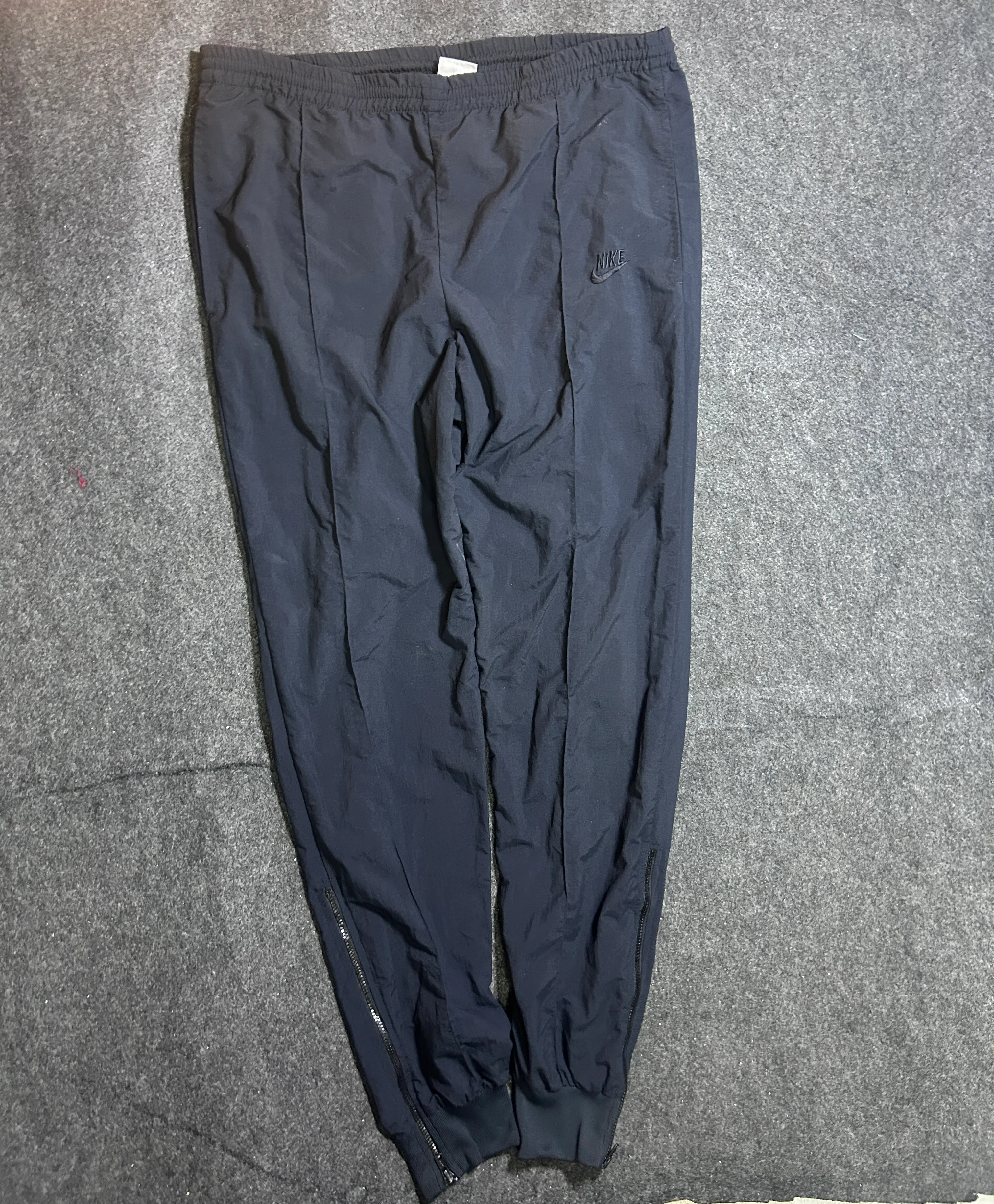 Vintage Nike Embroidered Futura Logo Nylon Track Pants Ankle Zip Black L