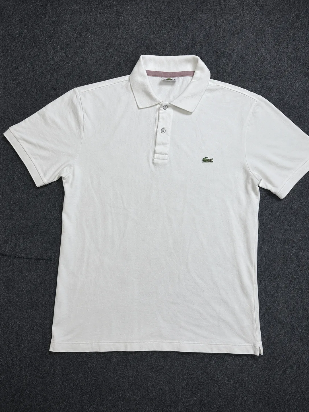 Lacoste White Polo T-Shirt Classic Cotton Collared Tee L