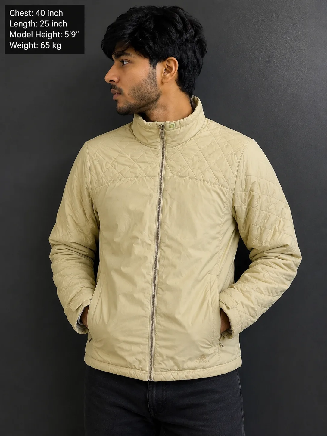 Adidas Lightweight Hooded Puffer Jacket Beige Olive Unisex Winter Jacket