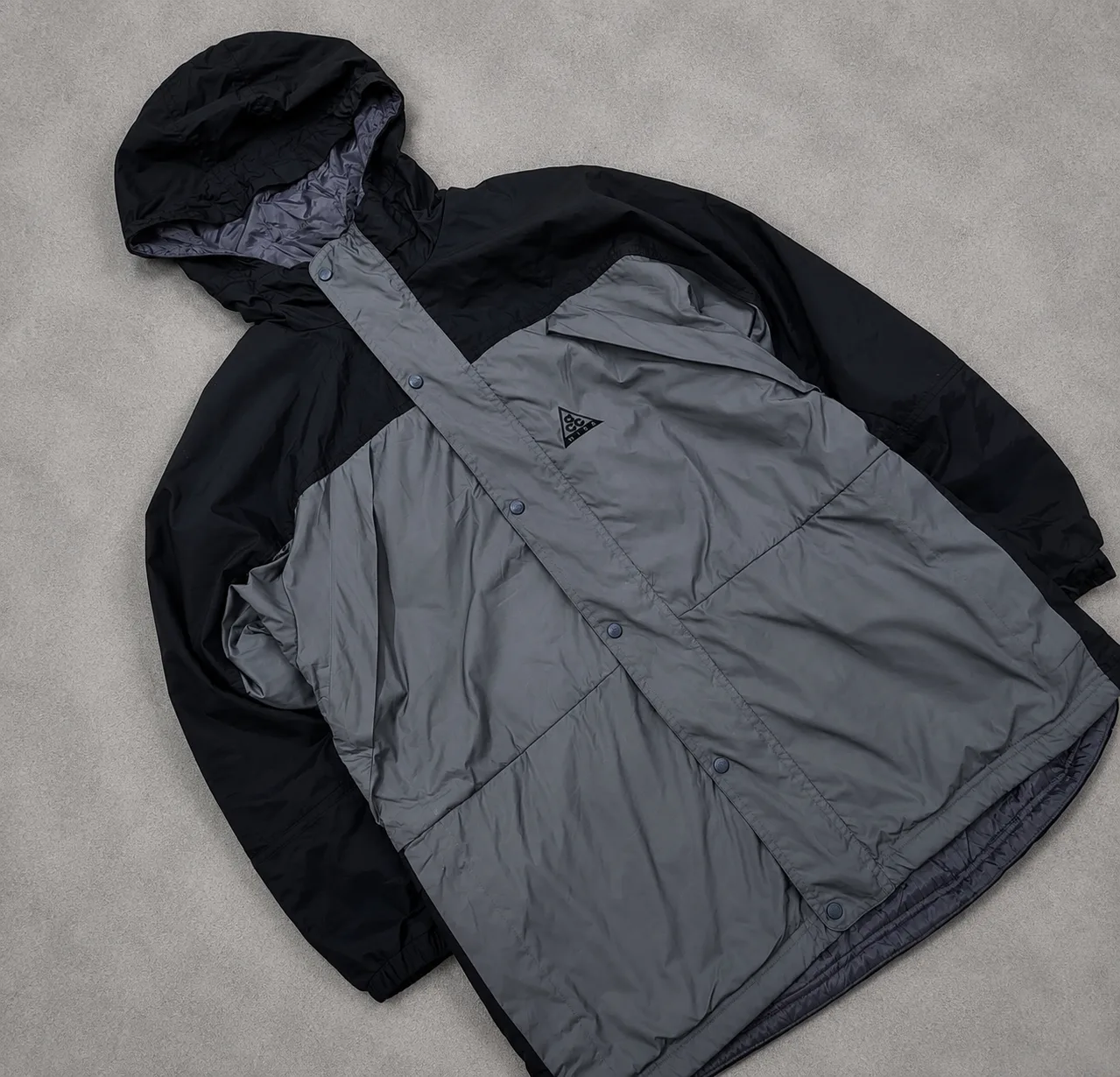 Nike ACG Clima-FIT Waterproof Hooded Jacket Black Grey | Fleece Lined Outdoor | XL