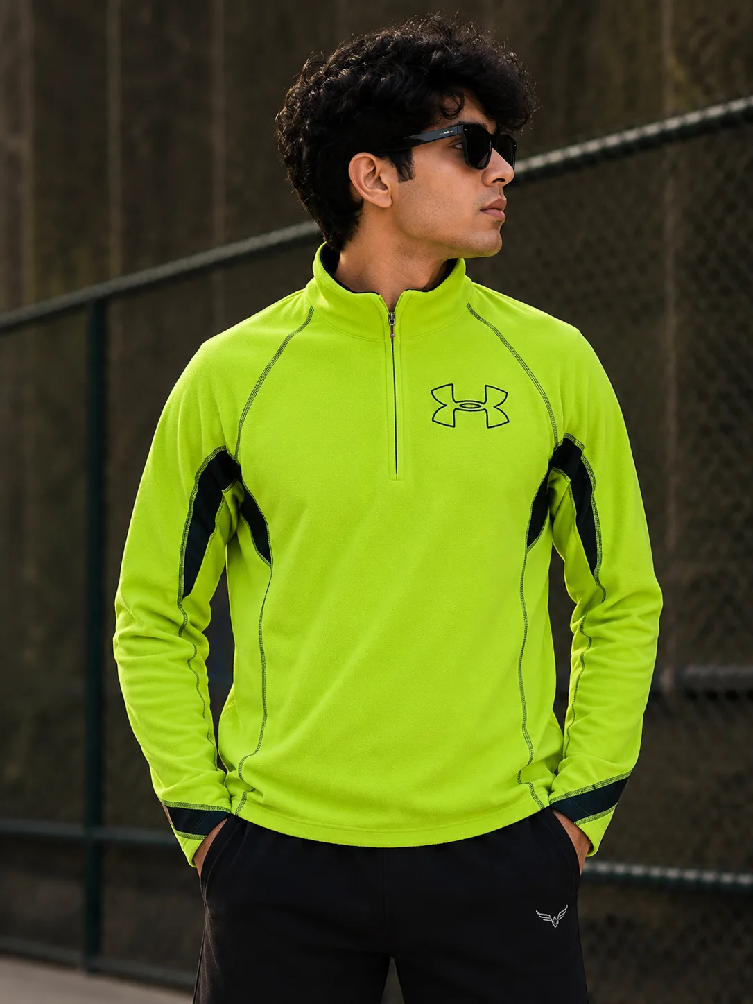 Under Armour Neon Green Quarter Zip Fleece Sweater