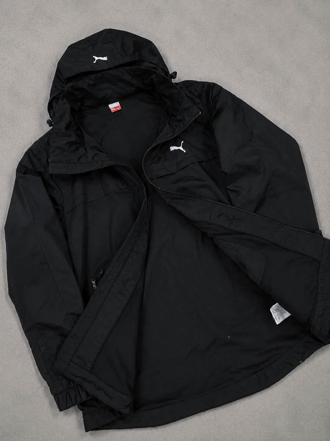 Puma Waterproof Hooded Jacket Black | Lightweight Outdoor Windbreaker | Size XL