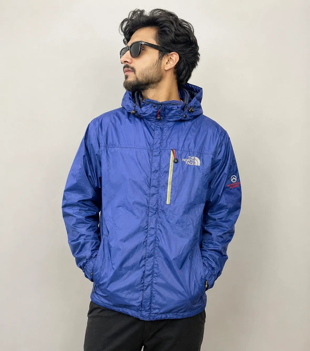 The North Face Summit Series Gore-Tex Hooded Waterproof Windbreaker Jacket Blue | Size XL