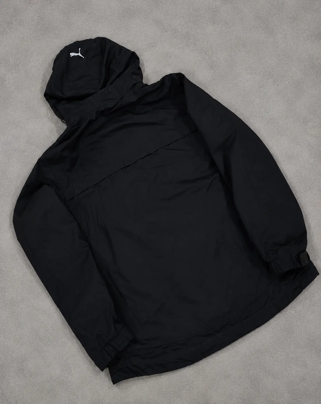 Puma Waterproof Hooded Jacket Black | Lightweight Outdoor Windbreaker | Size XL