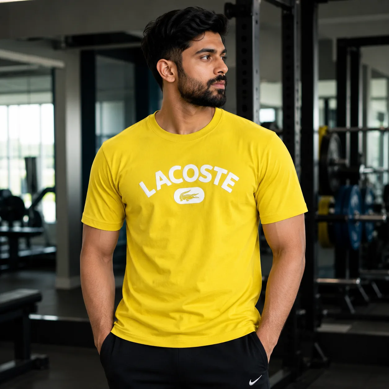 Lacoste Logo Print T-Shirt Yellow | 100% Cotton Men’s Crew Neck Tee XL