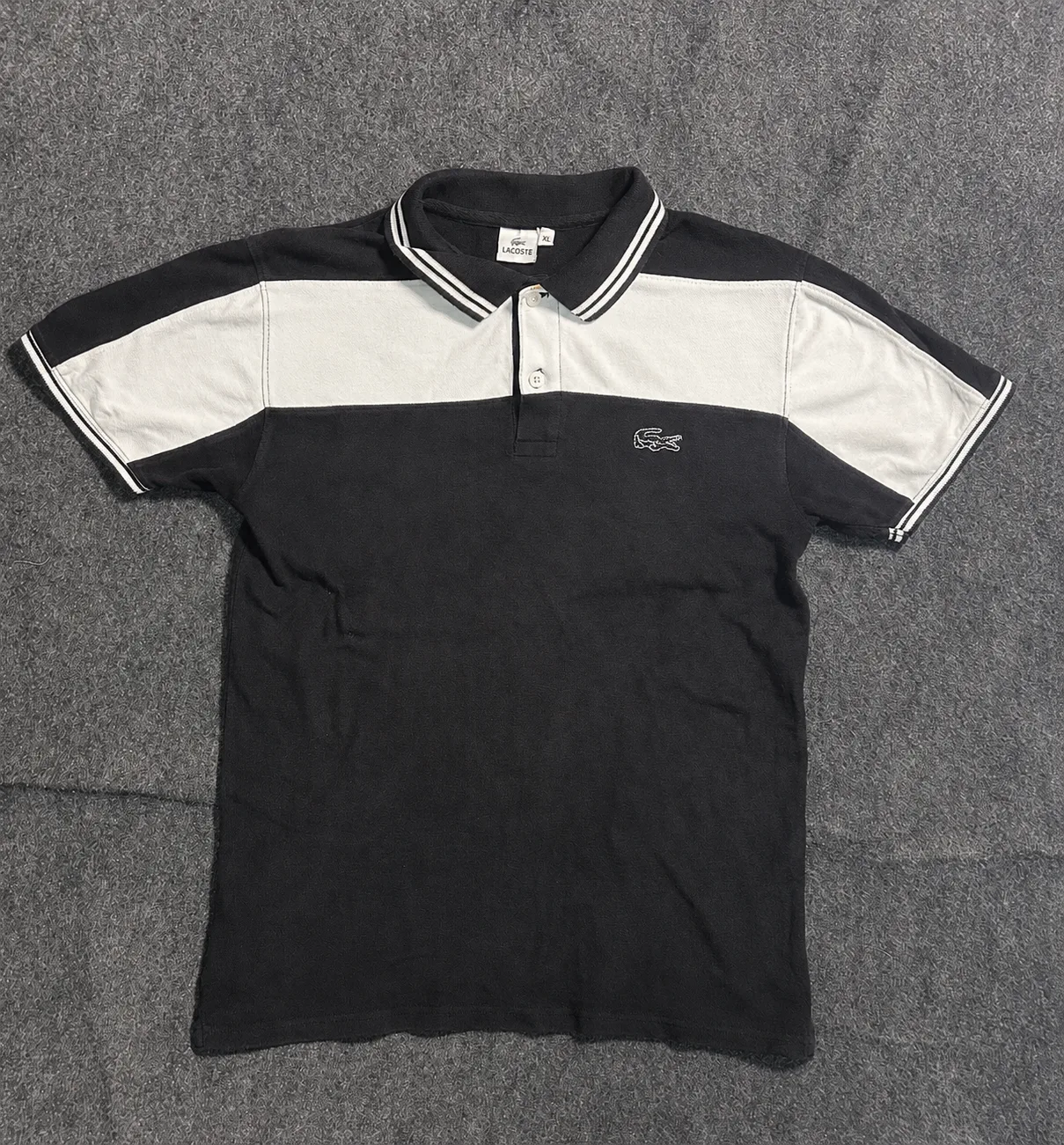 Lacoste Color Block Cotton Polo Shirt Black & White  M