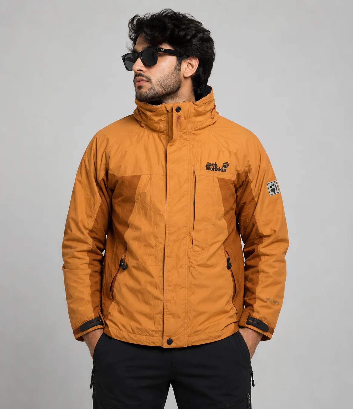 Jack Wolfskin Texapore Waterproof Hooded Hiking Jacket Brown | Unisex | M