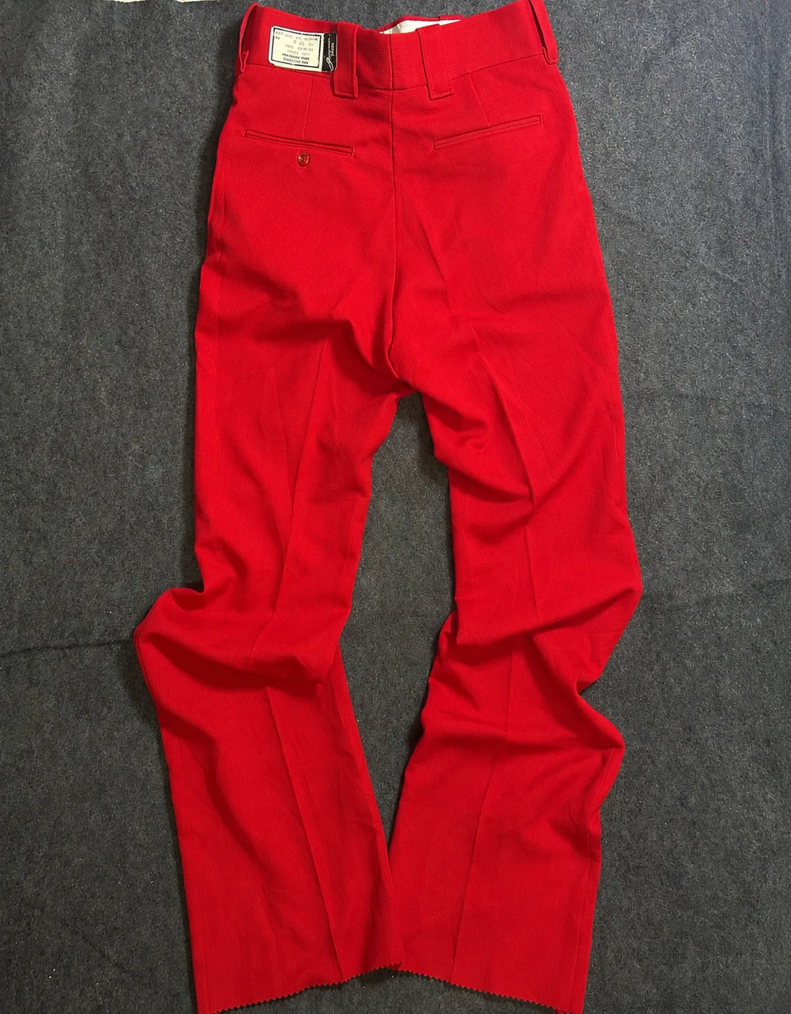 Vintage Red Flared Dress Pants 28 Waist | 70s Style Polyester Slacks | Unused