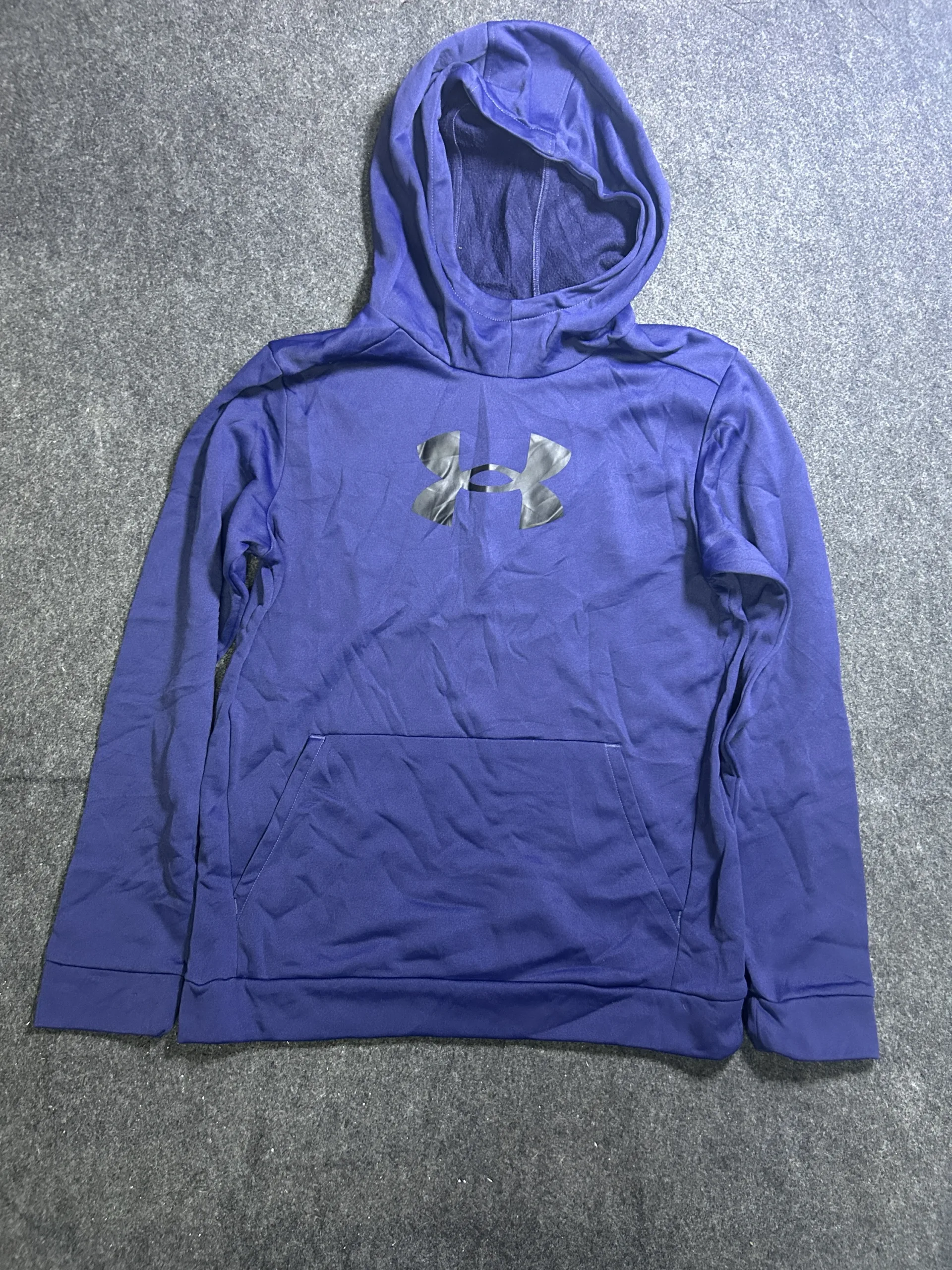 Under Armour ColdGear Fleece Pullover Hoodie Navy Blue Loose Fit M