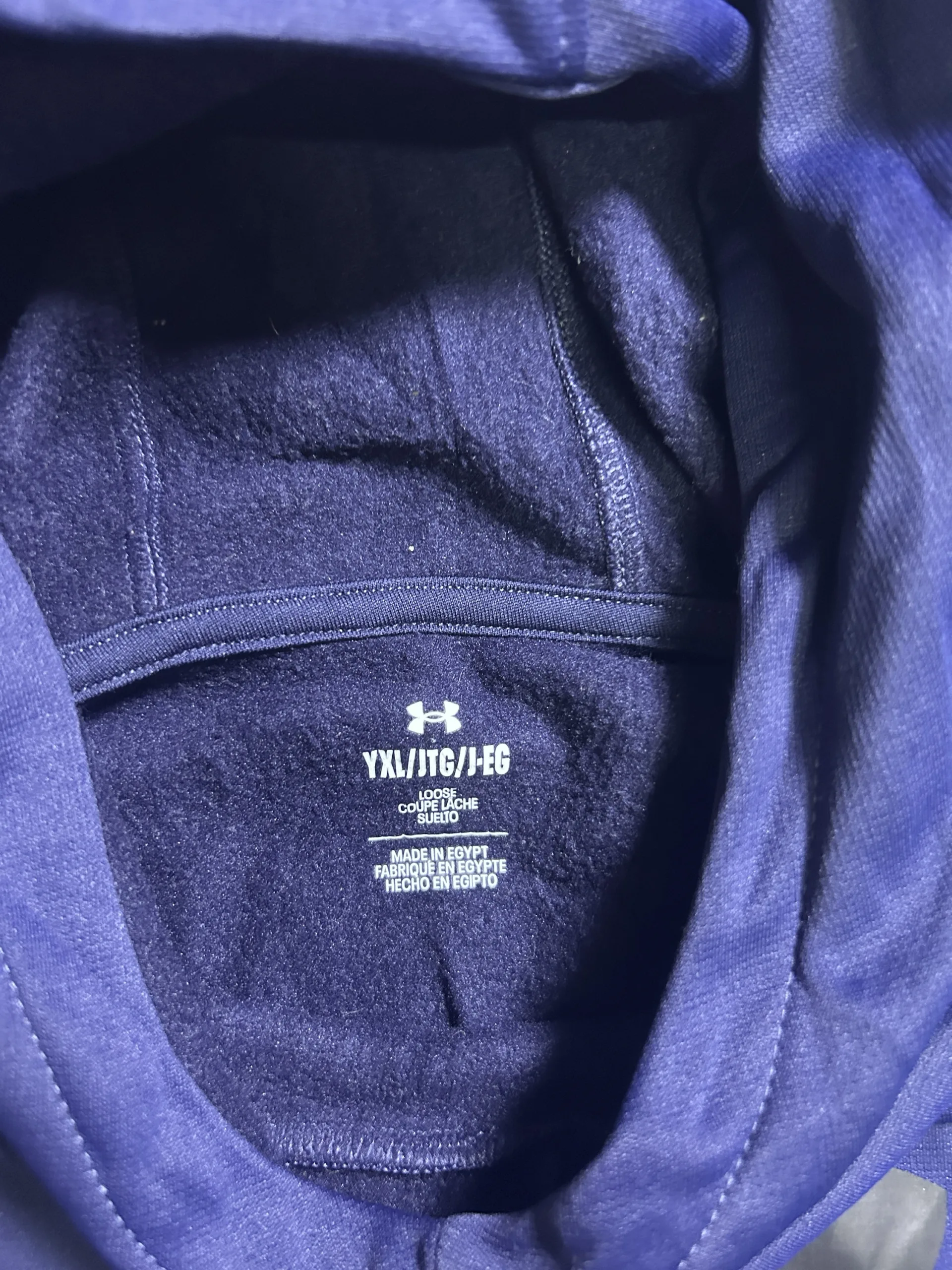 Under Armour ColdGear Fleece Pullover Hoodie Navy Blue Loose Fit M