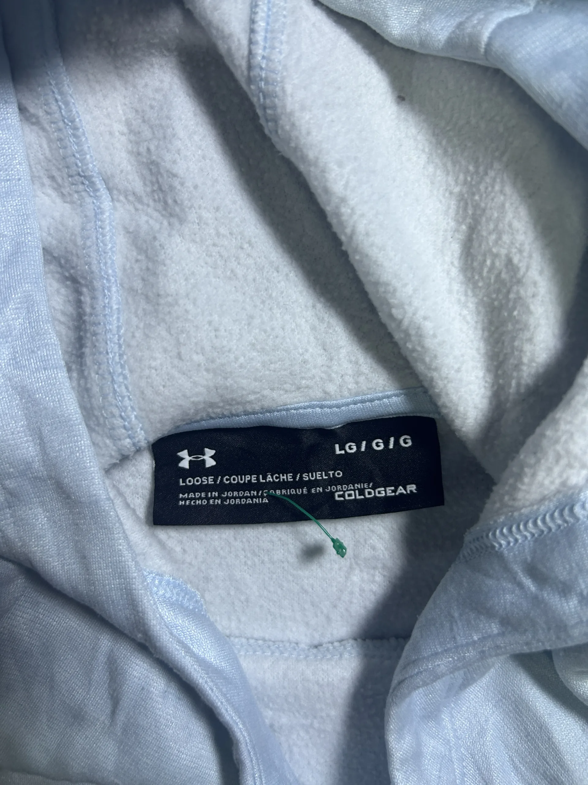 Under Armour ColdGear Fleece Hoodie Light Blue Pullover L