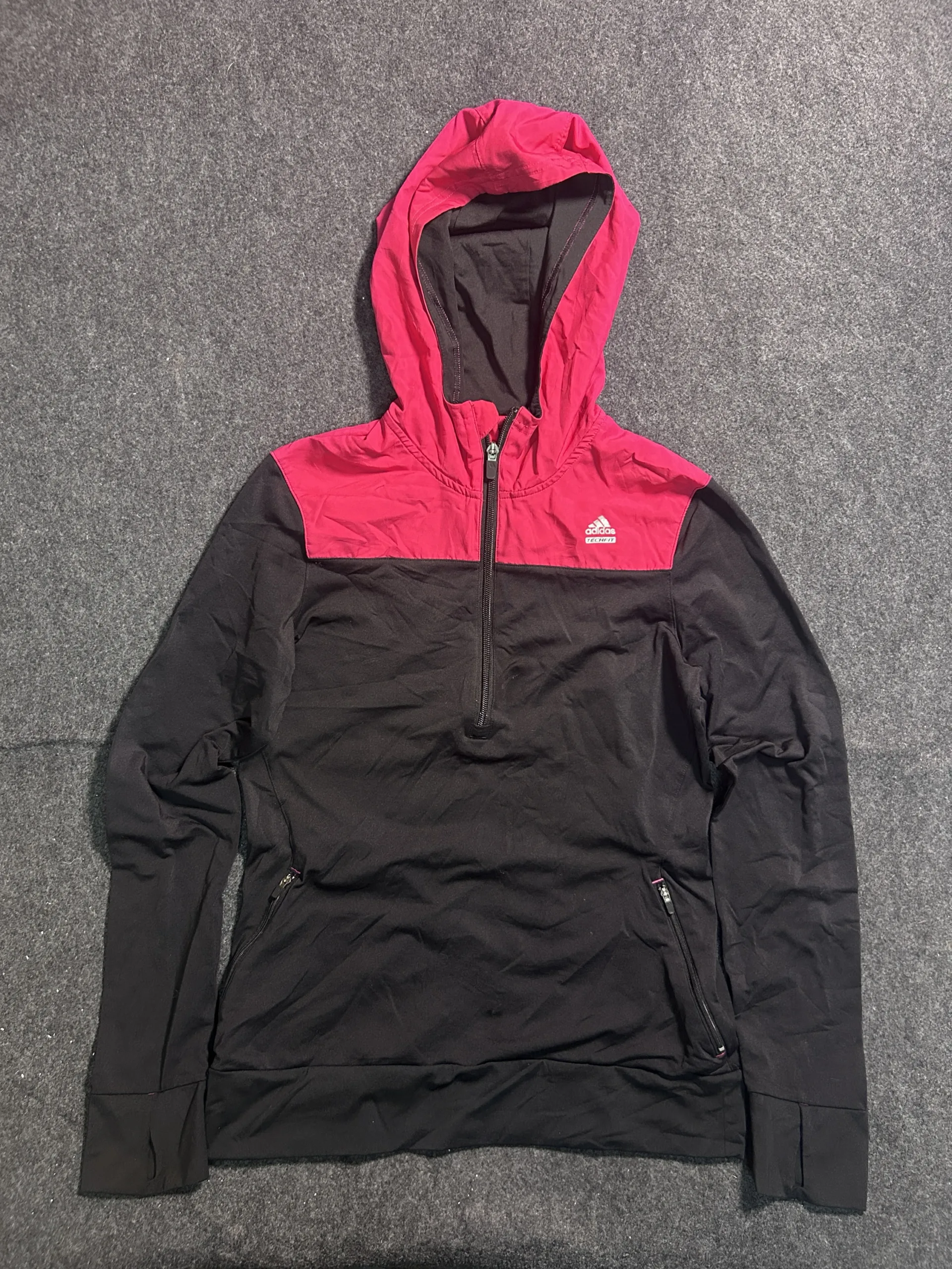 Adidas ClimaLite TechFit Performance Hoodie Tshirt Black Unisex | M