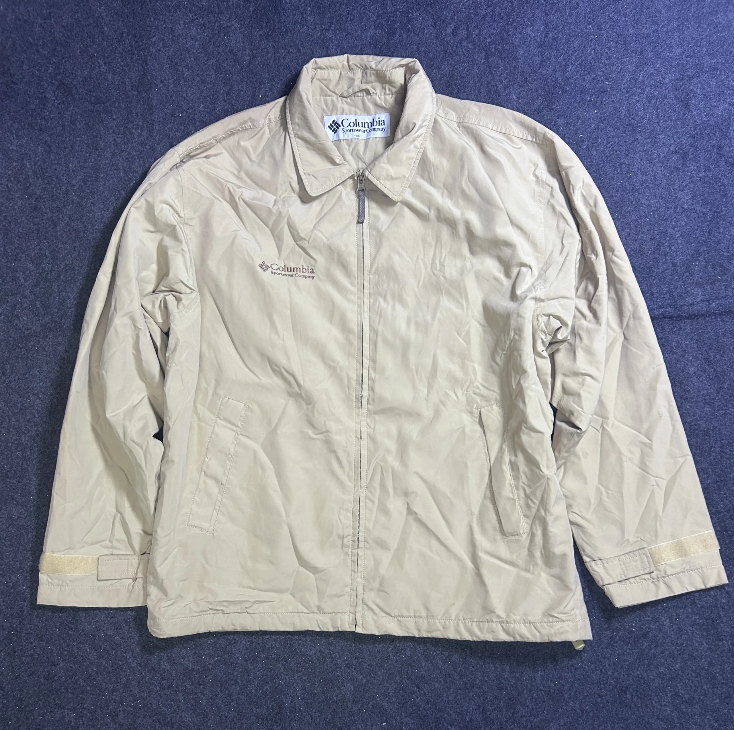 Columbia Beige Lightweight Windbreaker Jacket | Waterproof Outdoor Full Zip Jacket | XXL