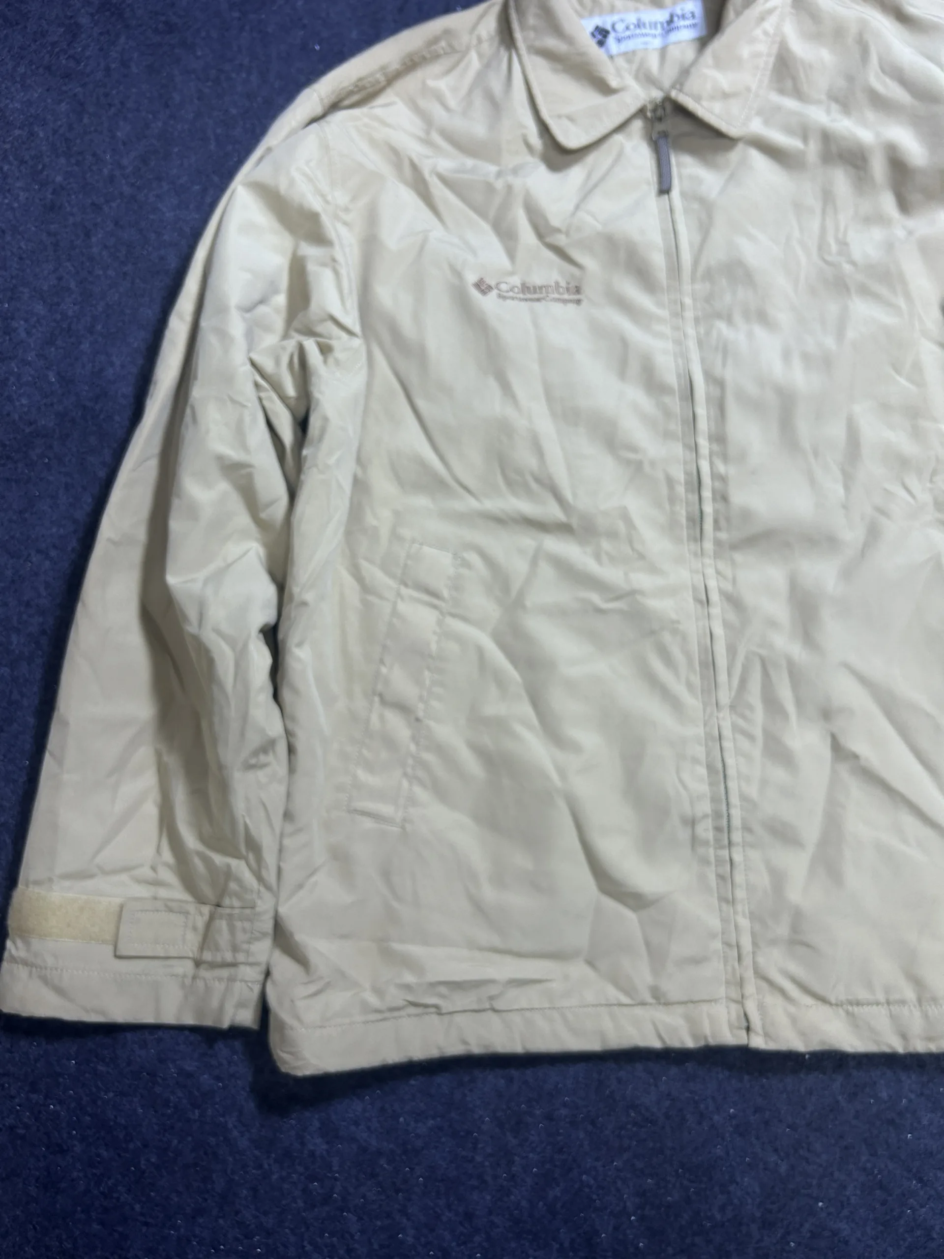 Columbia Beige Lightweight Windbreaker Jacket | Waterproof Outdoor Full Zip Jacket | XXL