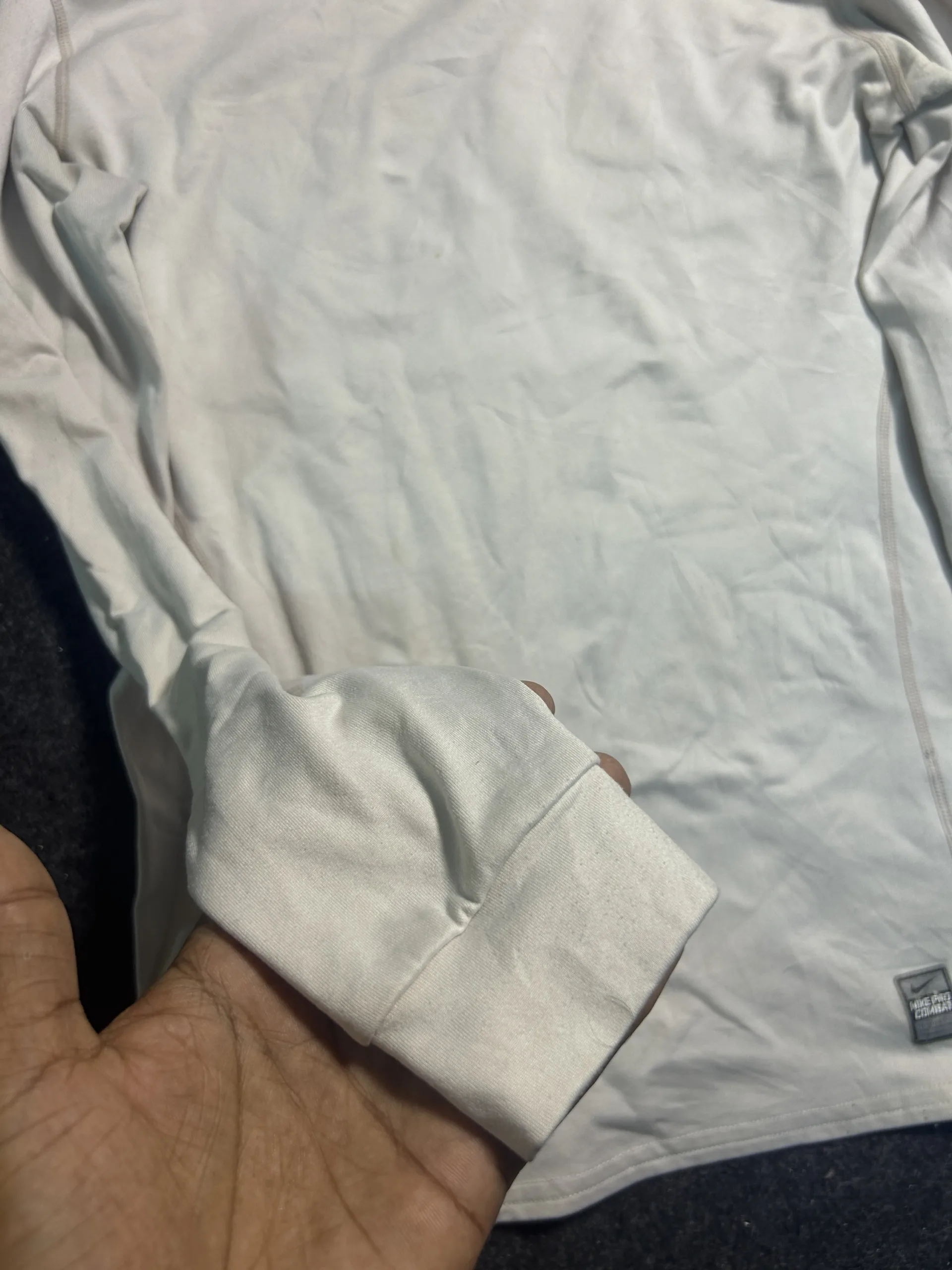 Nike Pro Combat Dri-FIT Compression Mock Neck Long Sleeve Base Layer Off White XS