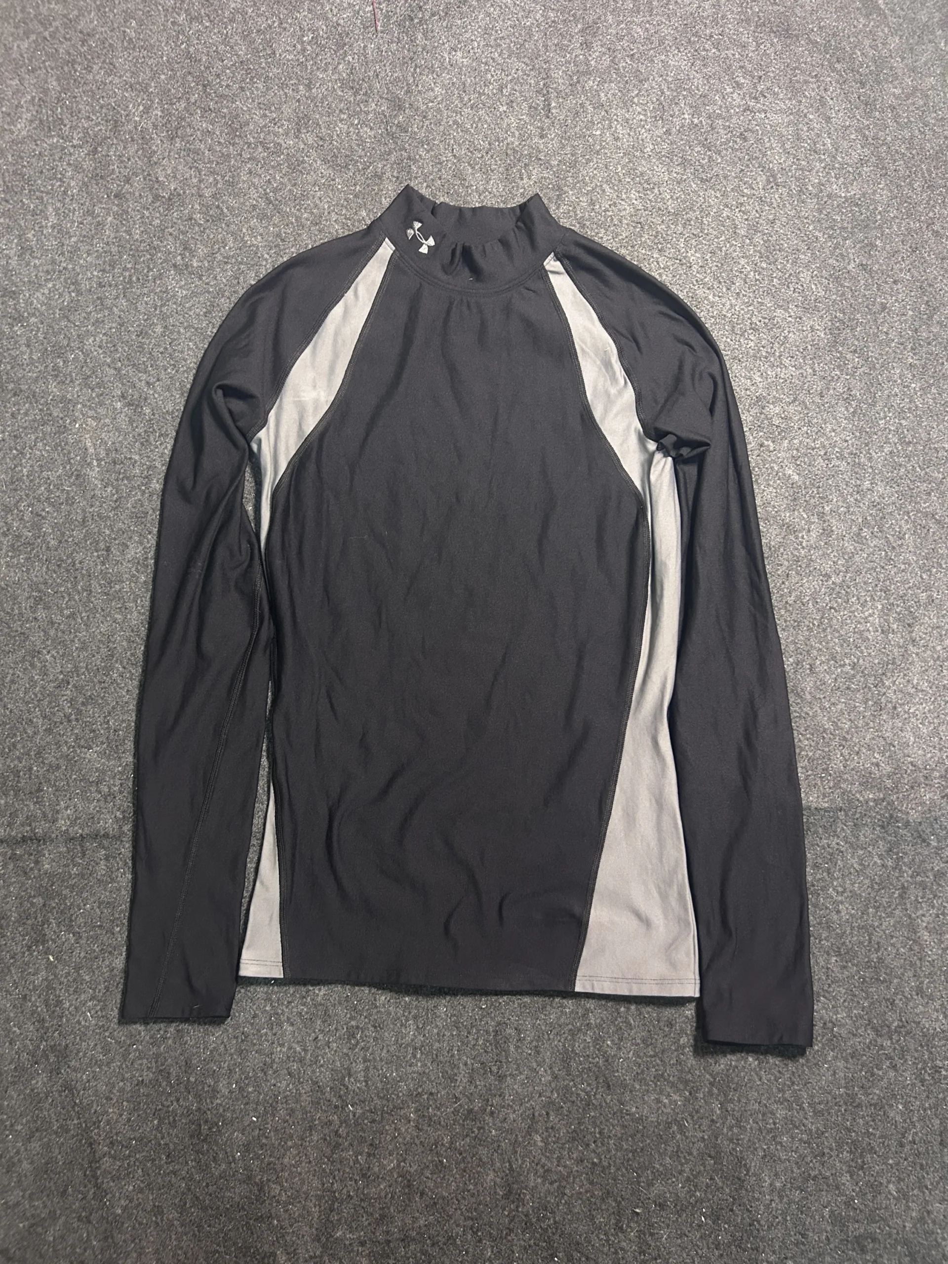 Under Armour ColdGear Compression Mock Neck Base Layer Long Sleeve Black Grey | S