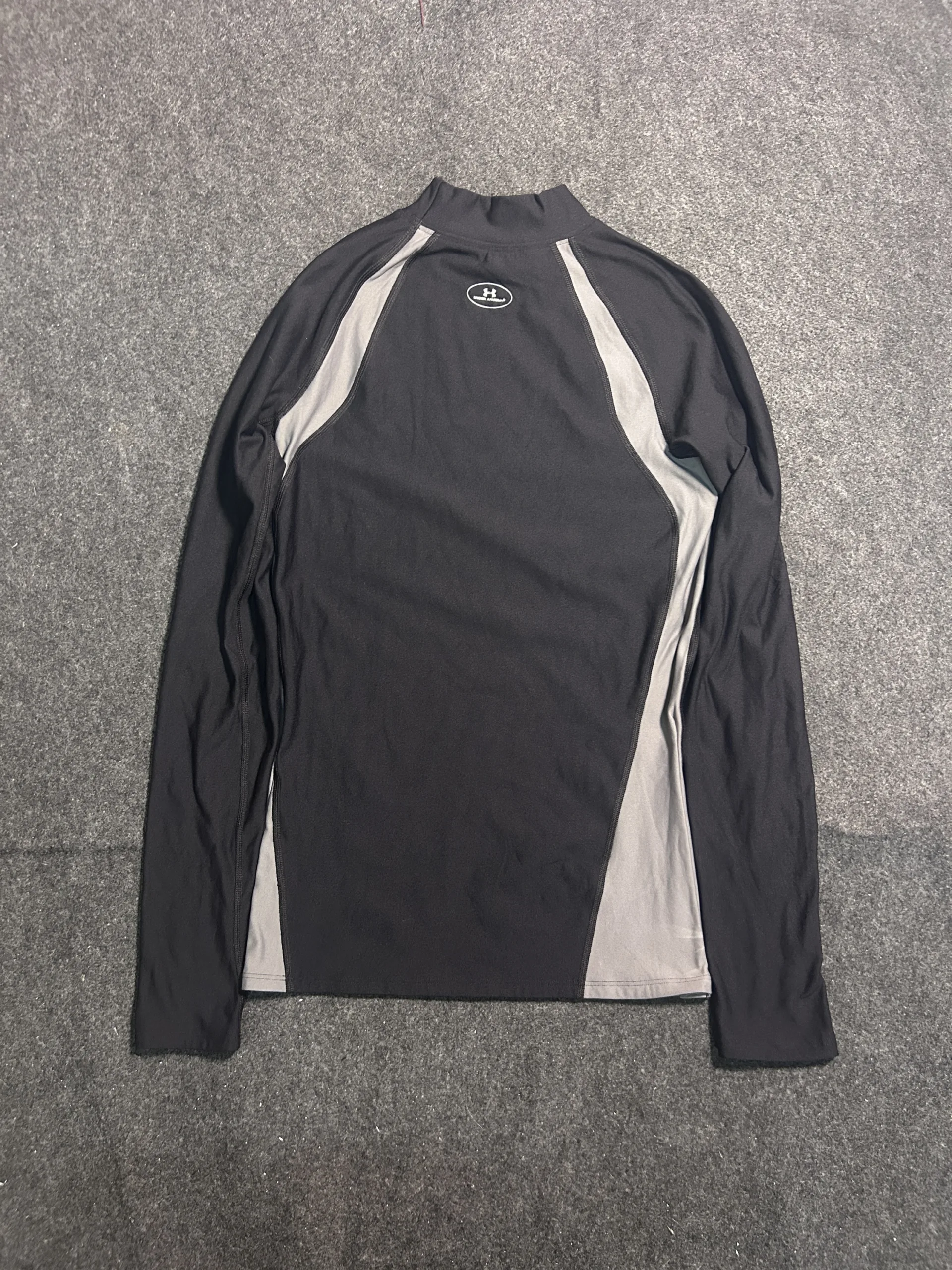 Under Armour ColdGear Compression Mock Neck Base Layer Long Sleeve Black Grey | S
