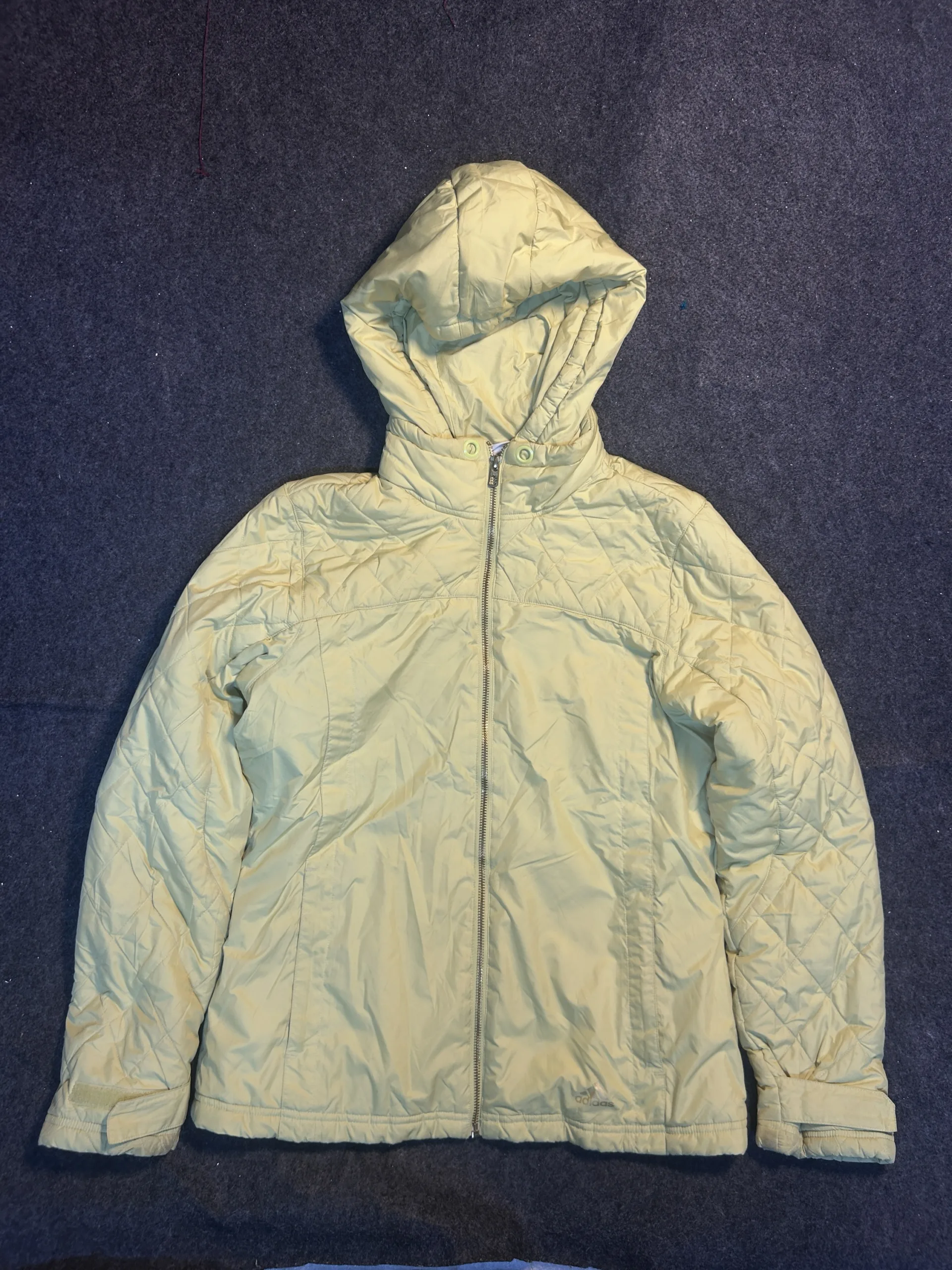 Adidas Lightweight Hooded Puffer Jacket Beige Olive Unisex Winter Jacket