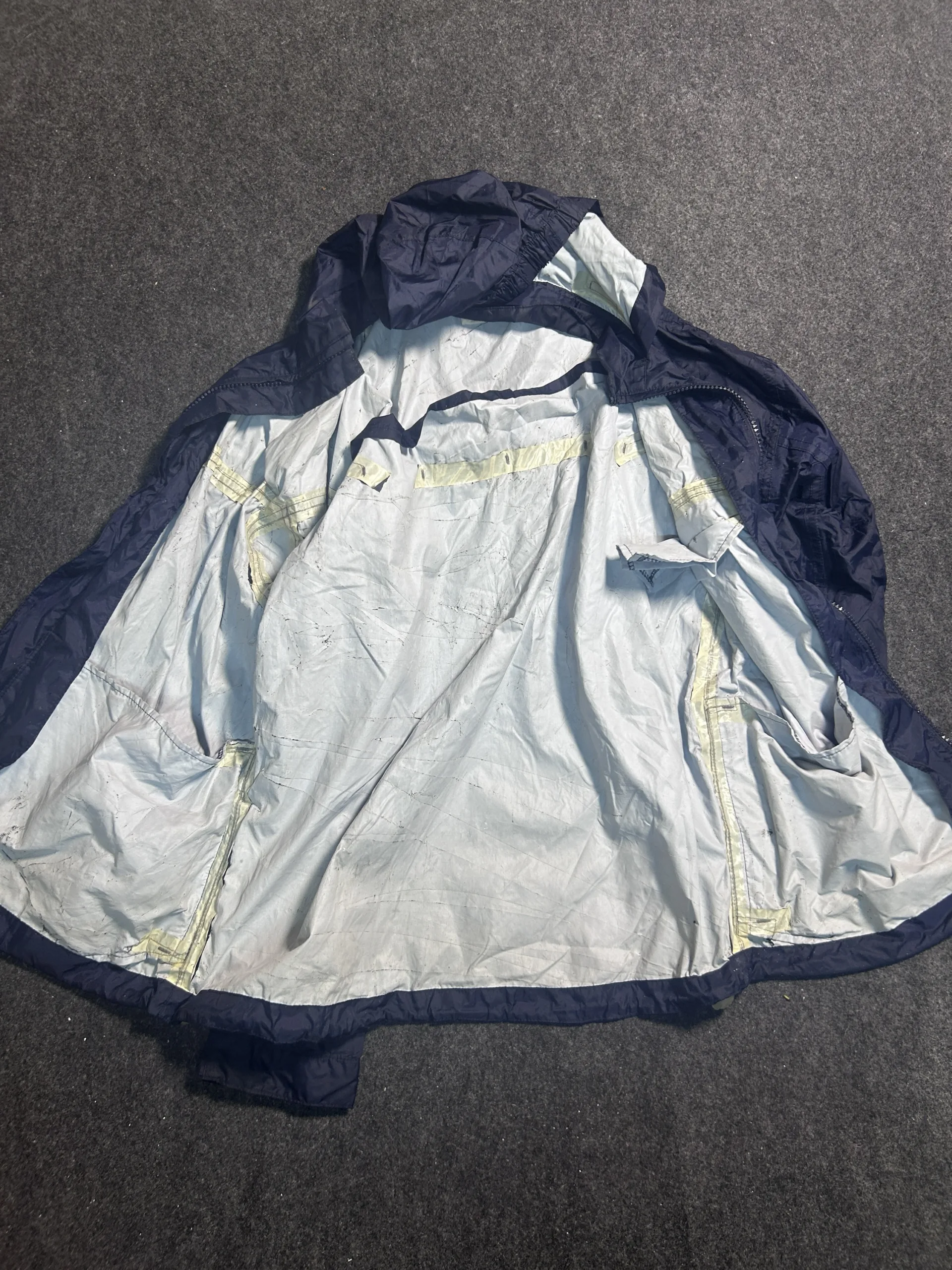 Adidas Lightweight Waterproof Hooded Windbreaker Jacket Navy Blue M