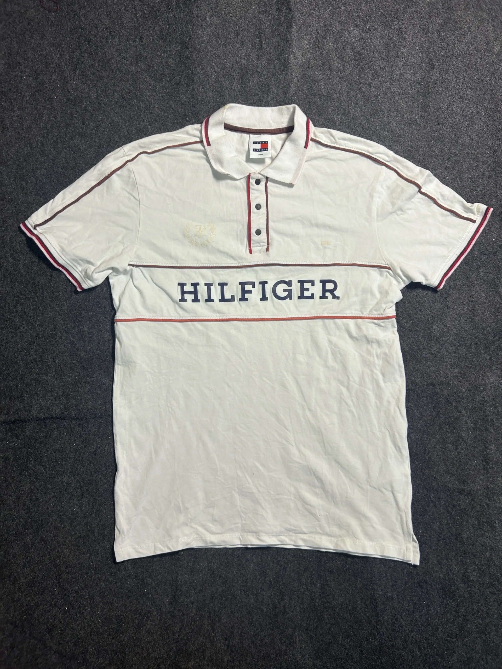 Tommy Hilfiger White Logo Polo T-Shirt | Classic Casual Cotton Polo