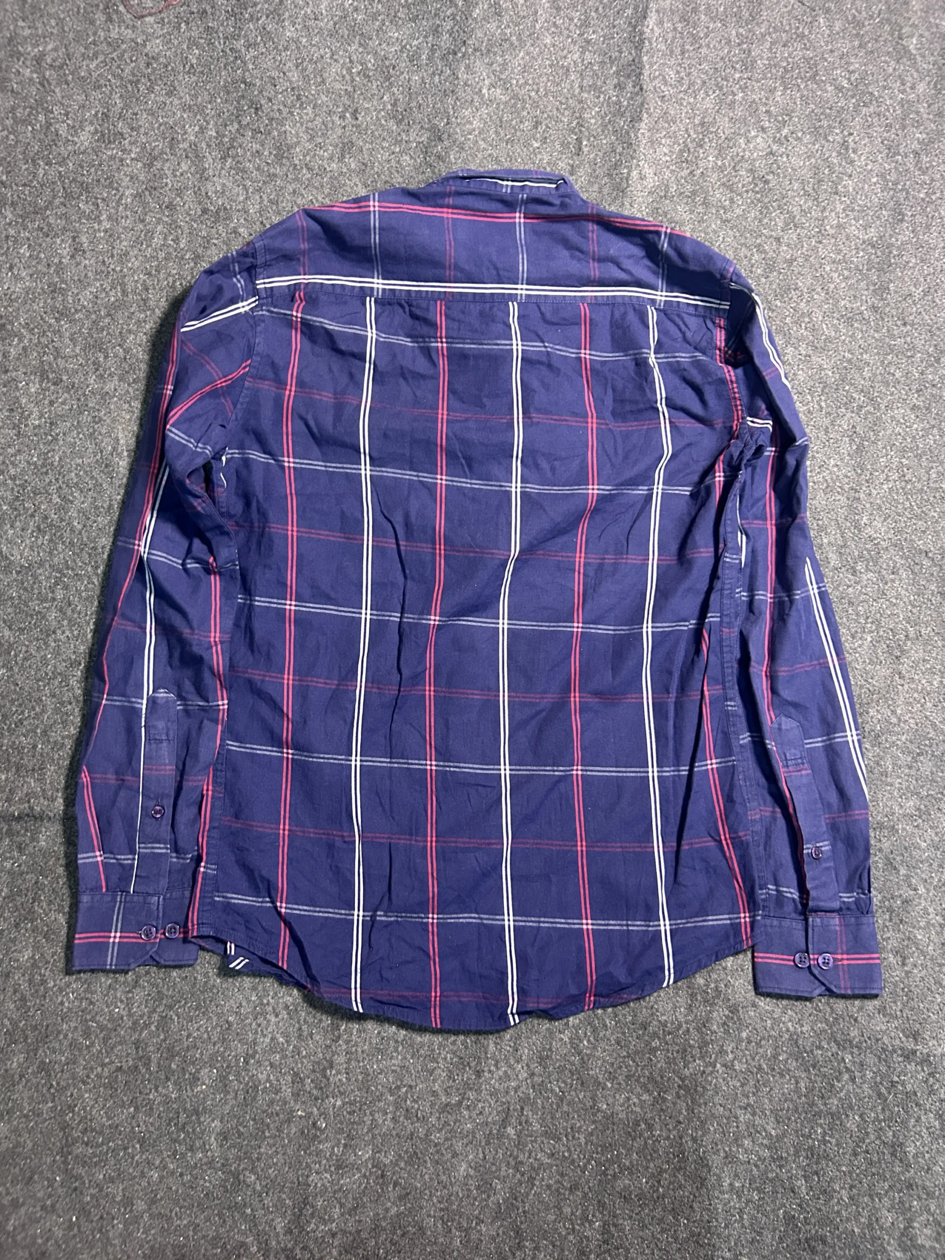 Ralph Lauren Custom Fit Plaid Button-Down Shirt Navy Blue | M