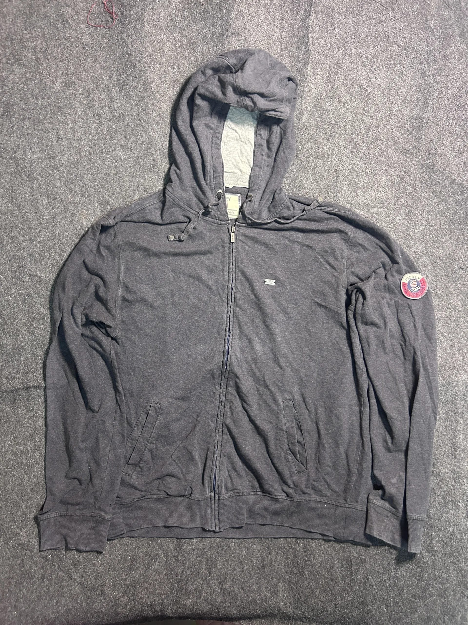 Jockey USA Originals Full Zip Hoodie Jacket Grey XL Casual Sweatshirt