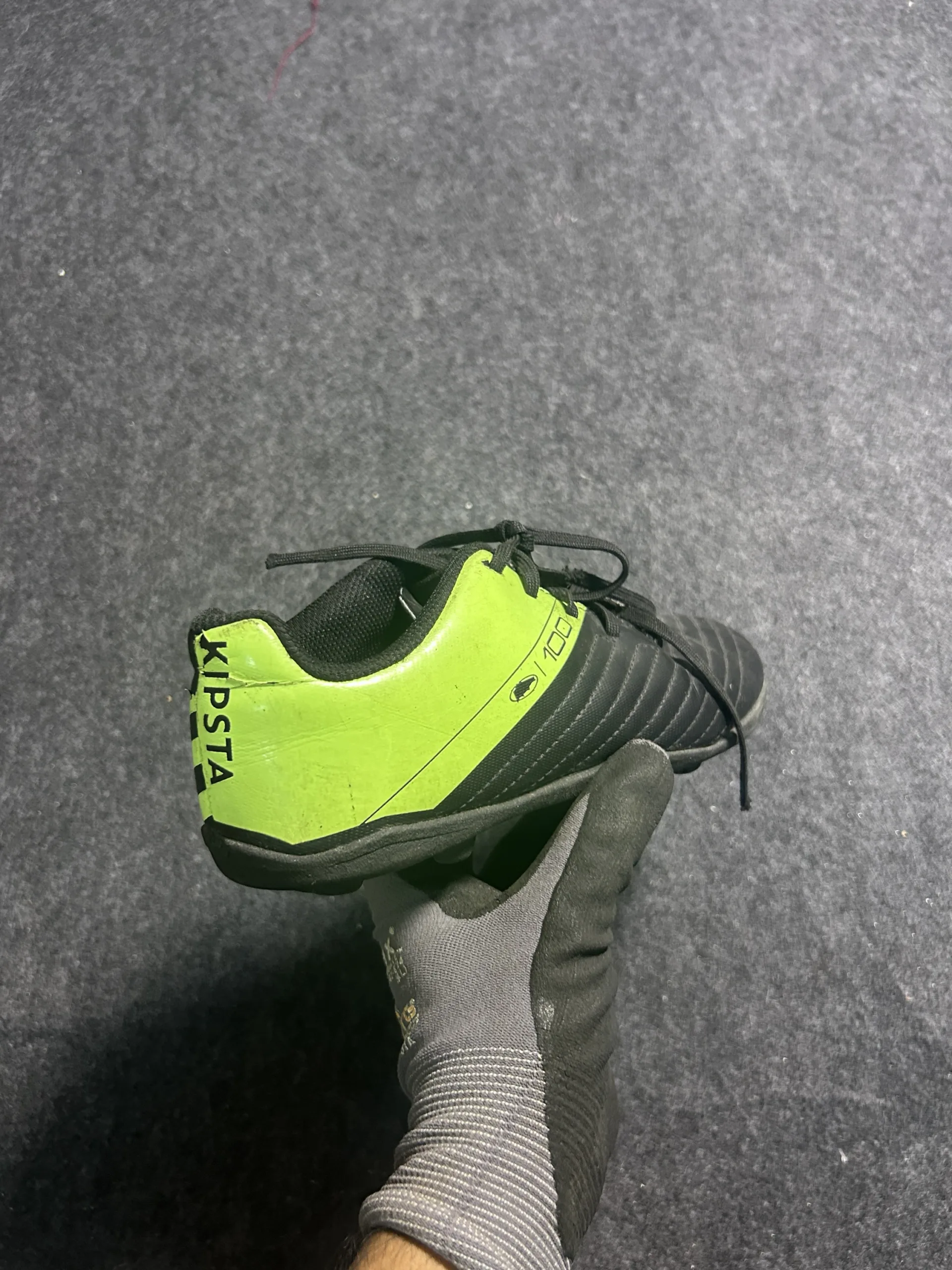 Kipsta 100 Football Studs Black Neon Green Soccer Cleats UK 4