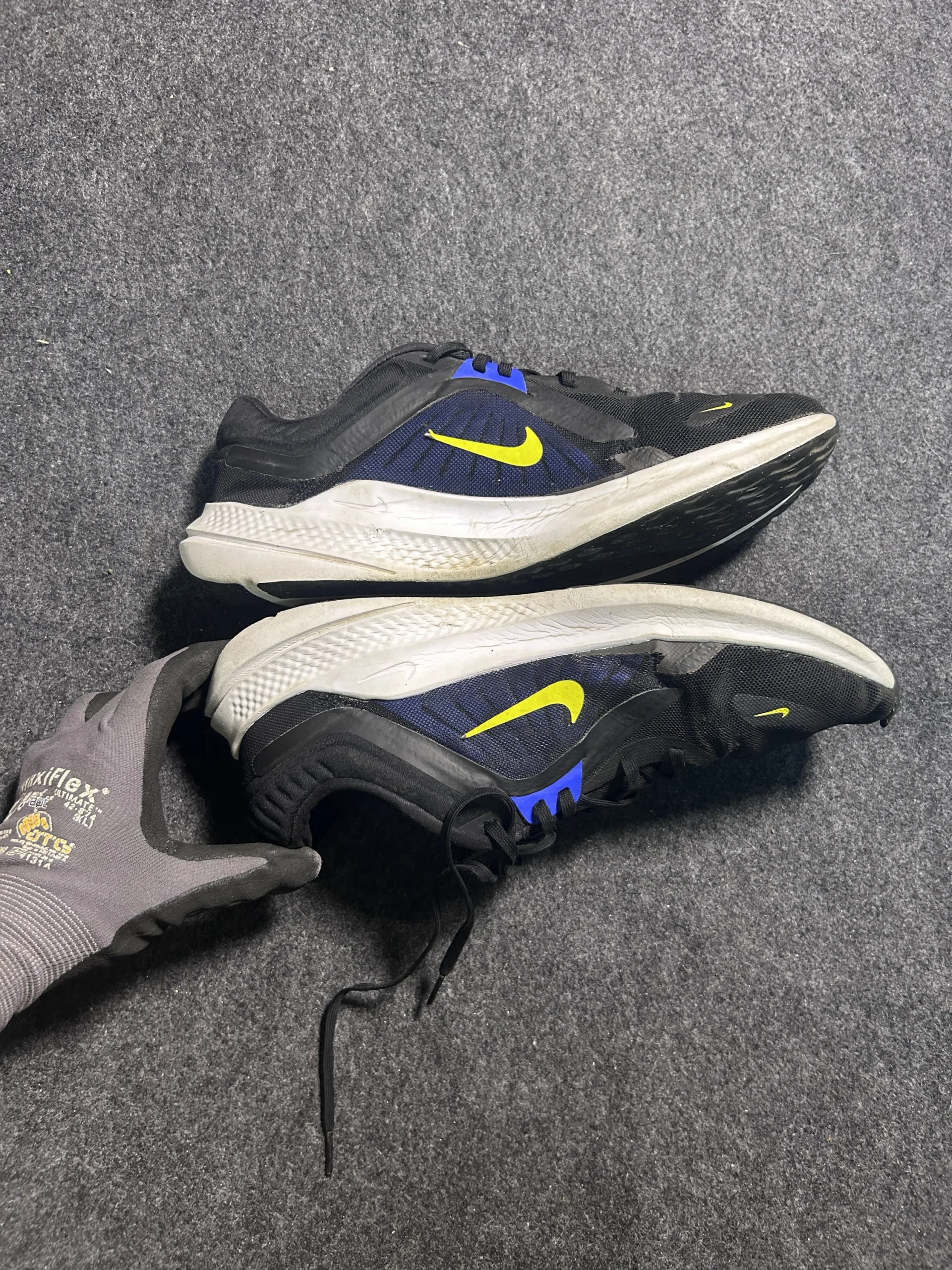 Nike Running Shoes Black Blue Volt | UK 10 | Lightweight Cushioned Running Sneakers