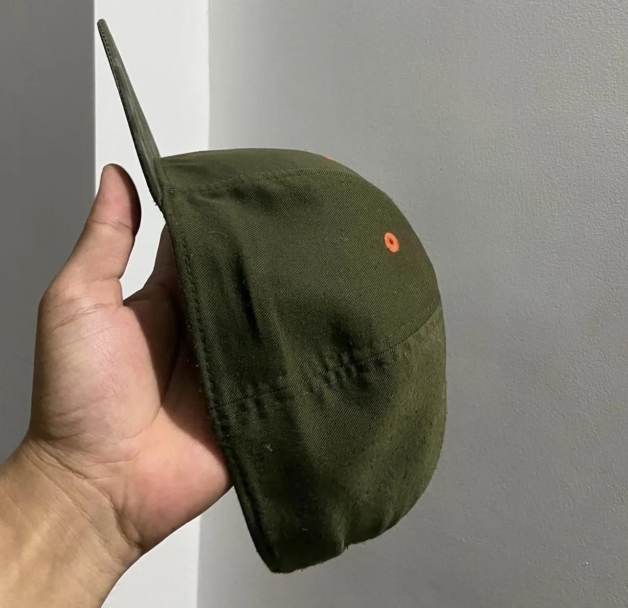 Under Armour Camo Snapback Cap Olive Green & Orange Logo | M/L