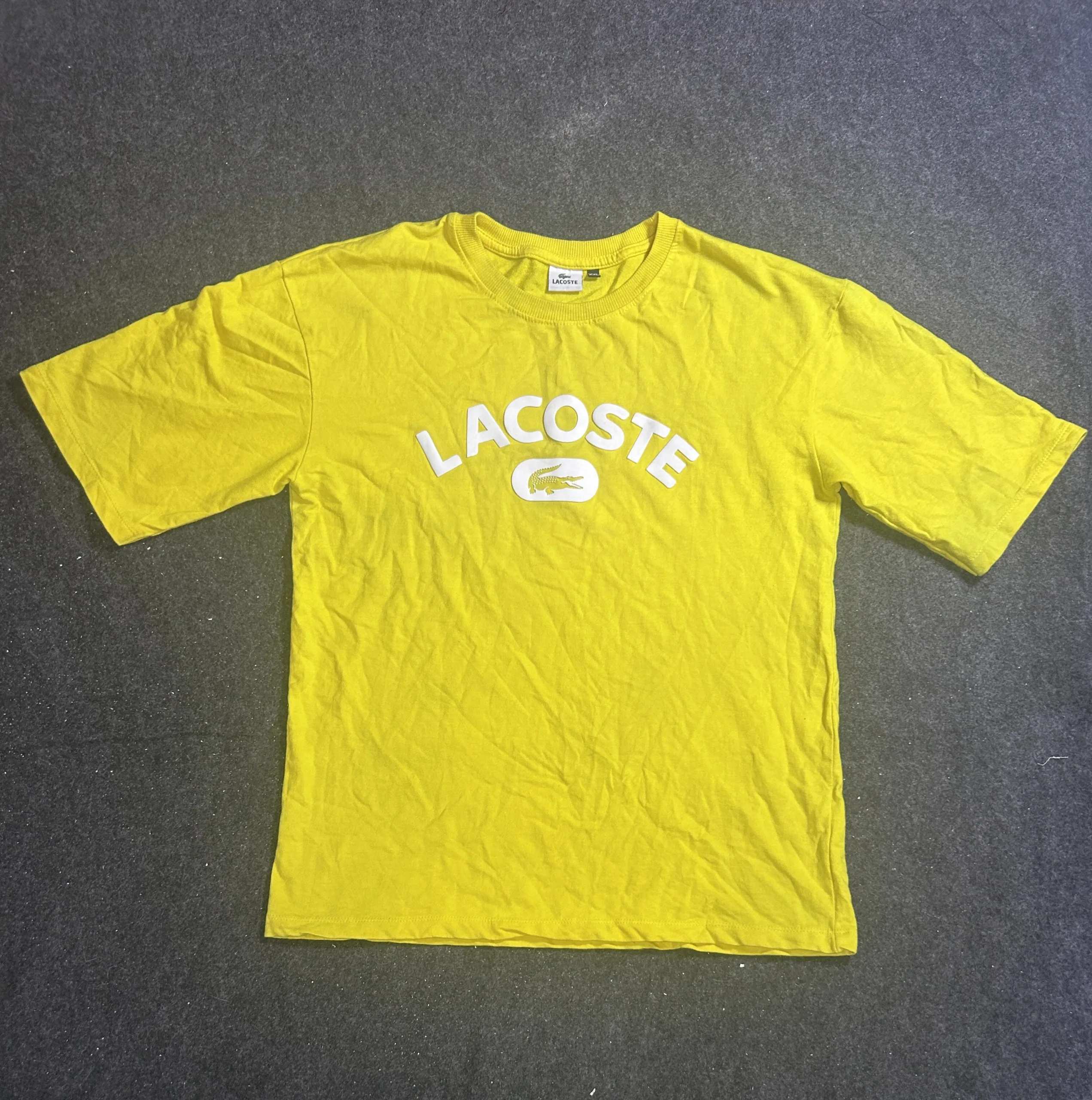 Lacoste Logo Print T-Shirt Yellow | 100% Cotton Men’s Crew Neck Tee XL