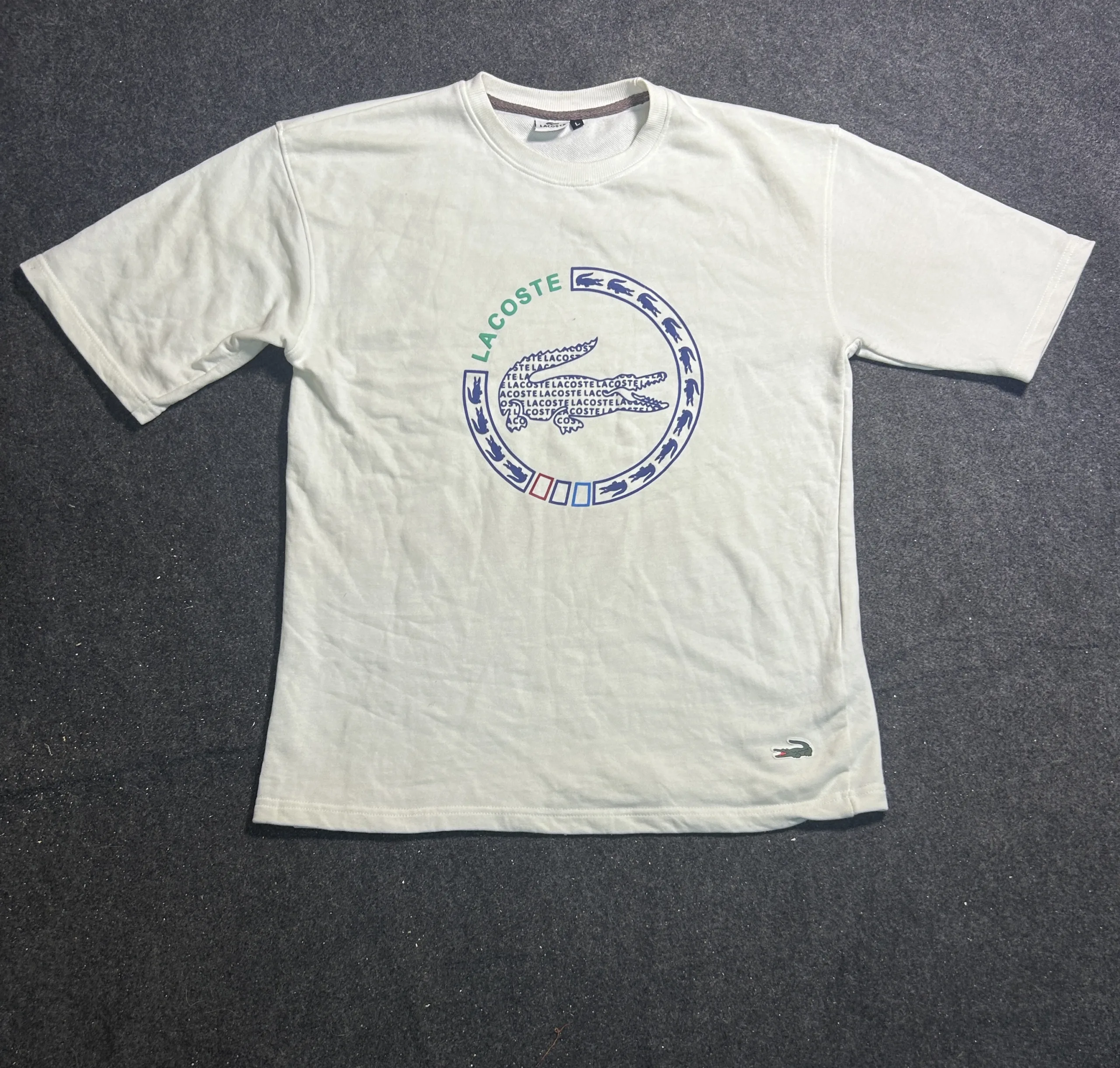 Lacoste Graphic Logo T-Shirt White Casual Half Sleeve L
