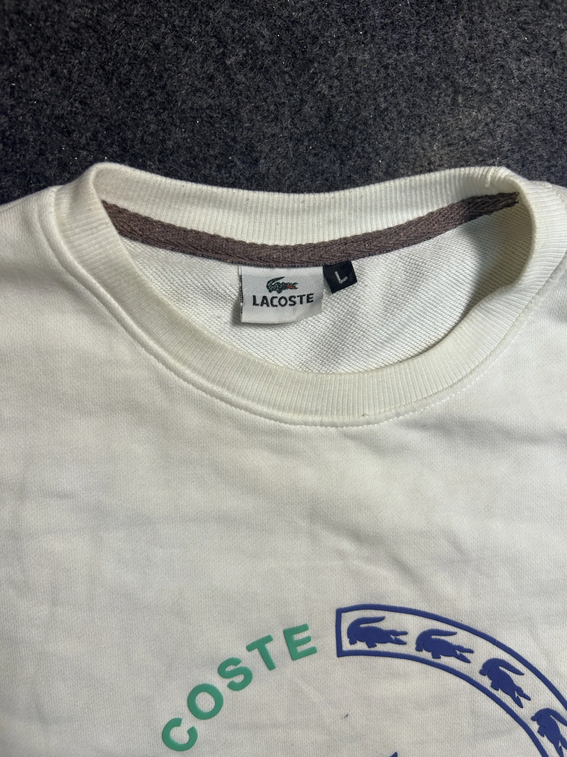 Lacoste Graphic Logo T-Shirt White Casual Half Sleeve L