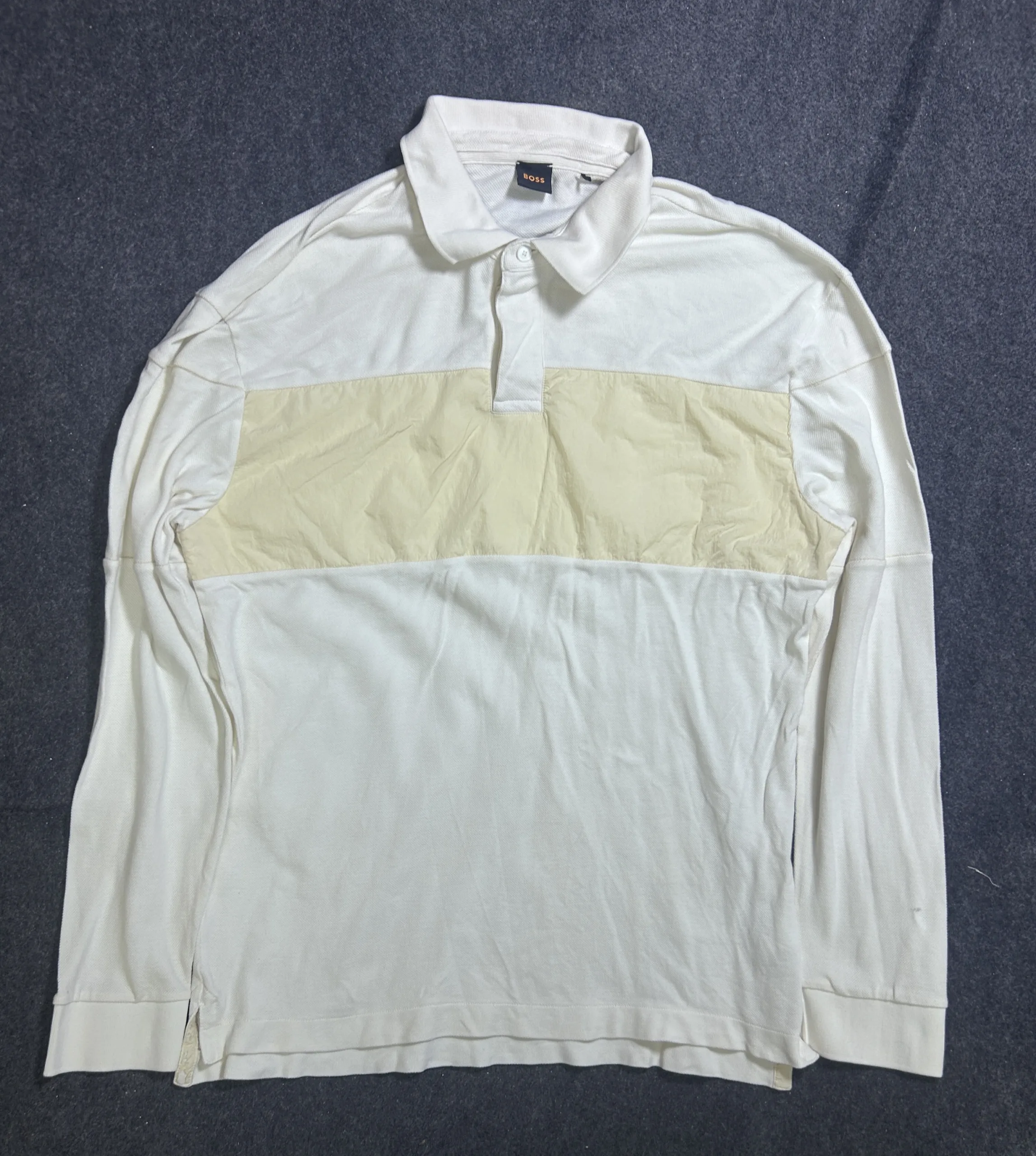 Hugo Boss Long Sleeve Rugby Polo TShirt – Off White XXL