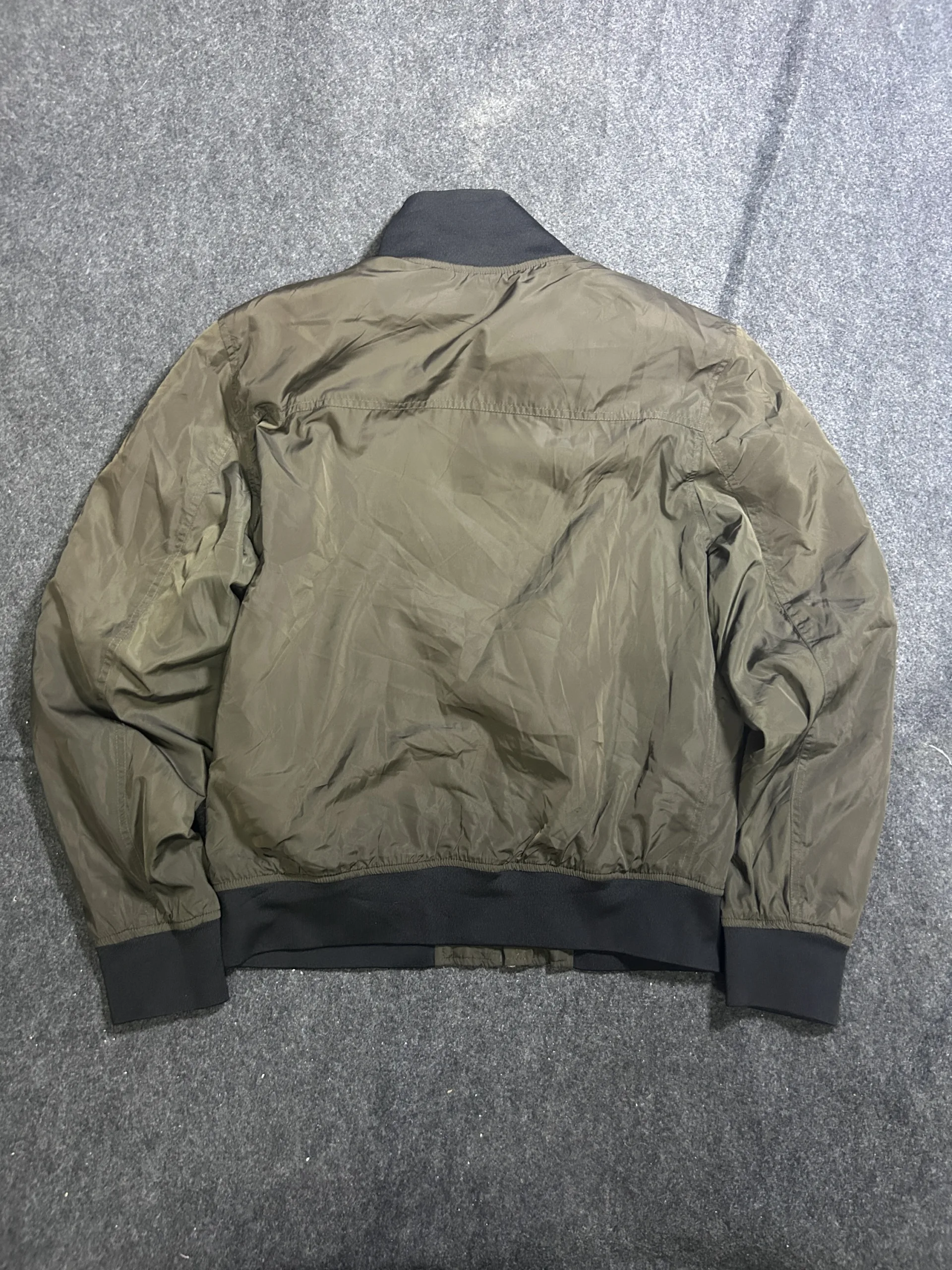 Zara Man Olive Green Quilted Bomber Jacket | L