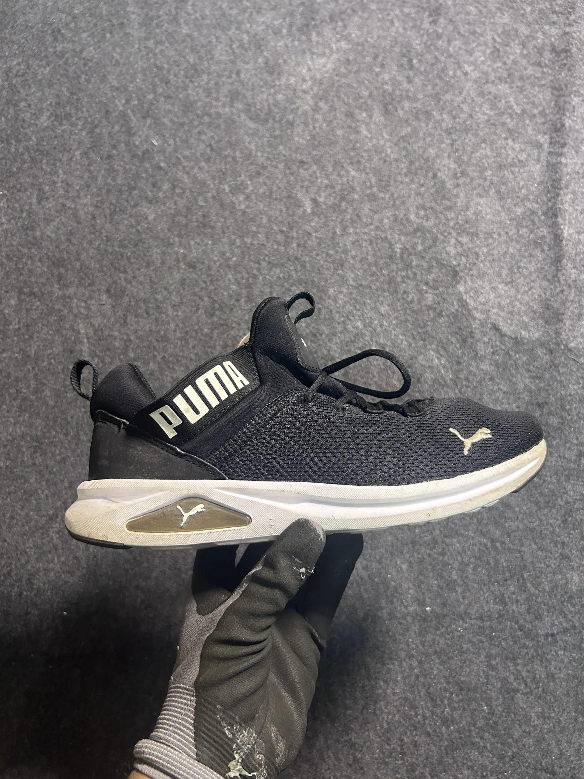 Puma Black Mesh Running Shoes | Slip-On Training Sneakers UK 8