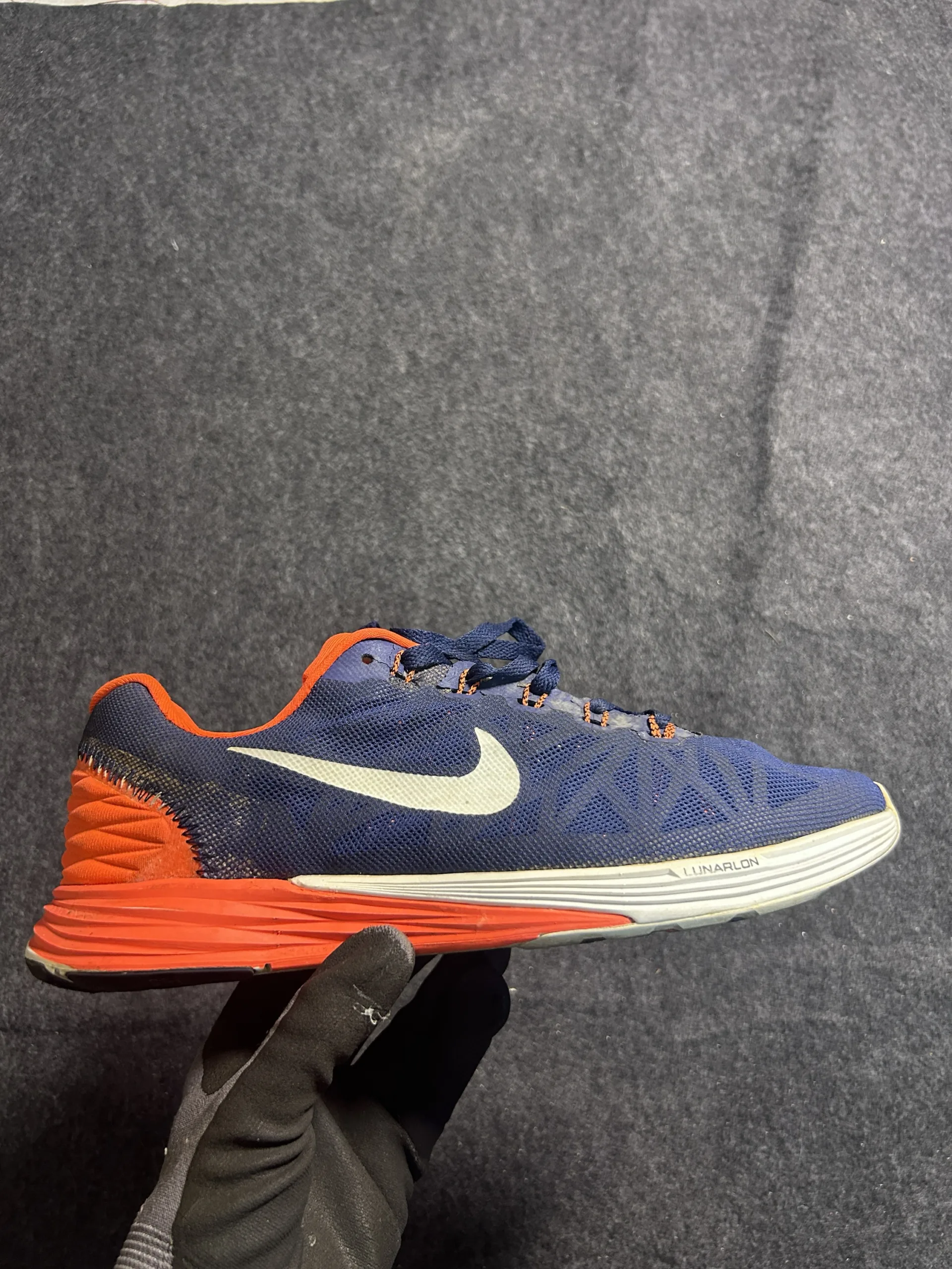 Nike LunarGlide Running Shoes Blue Orange | UK 9 | Lunarlon Cushion Running Sneakers