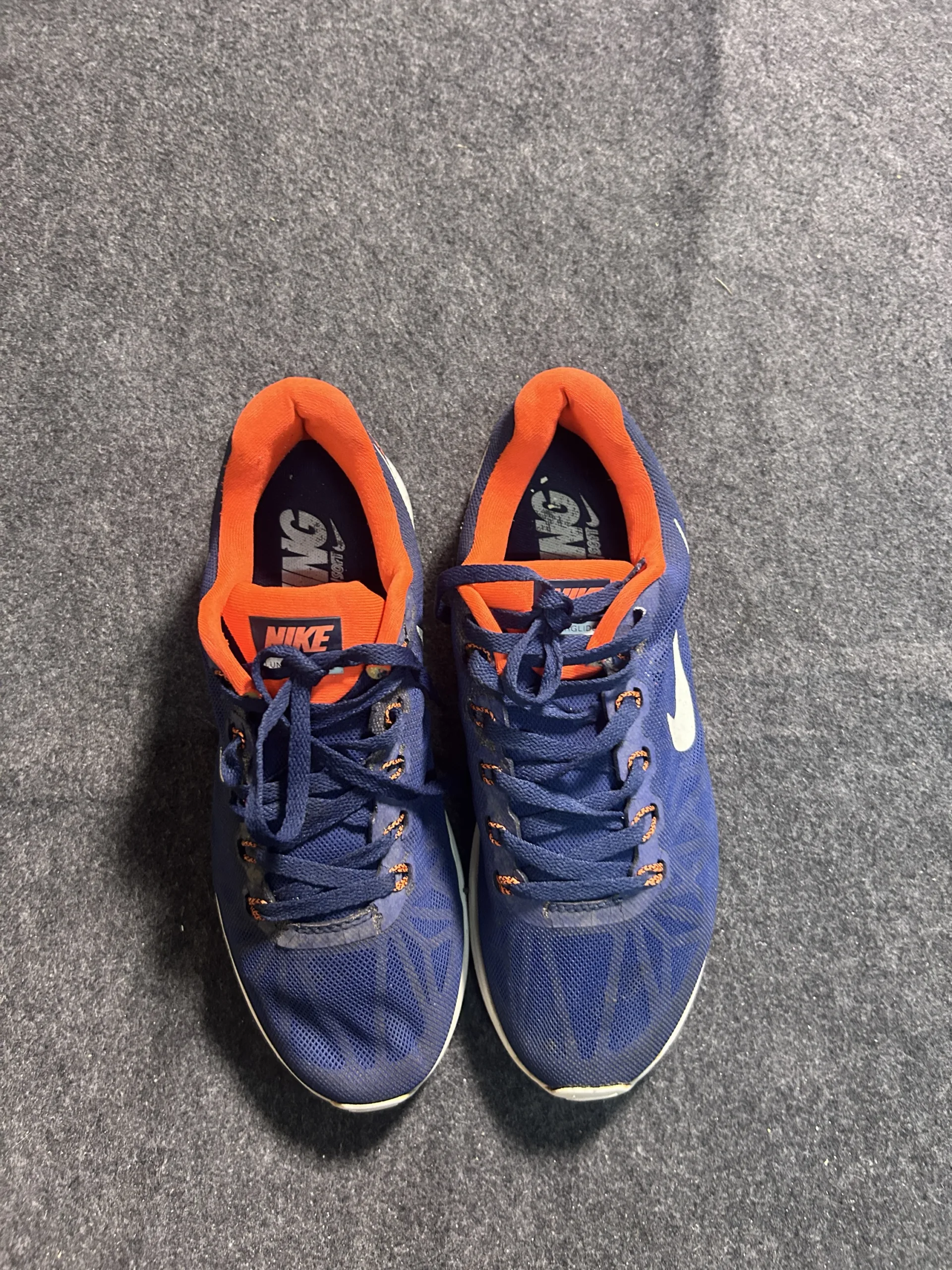 Nike LunarGlide Running Shoes Blue Orange | UK 9 | Lunarlon Cushion Running Sneakers