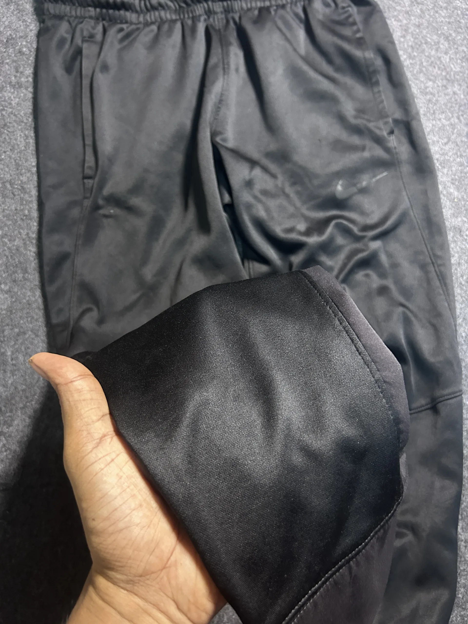 Nike Dri-FIT Black Tapered Performance Track Pants | Hem Zips | L