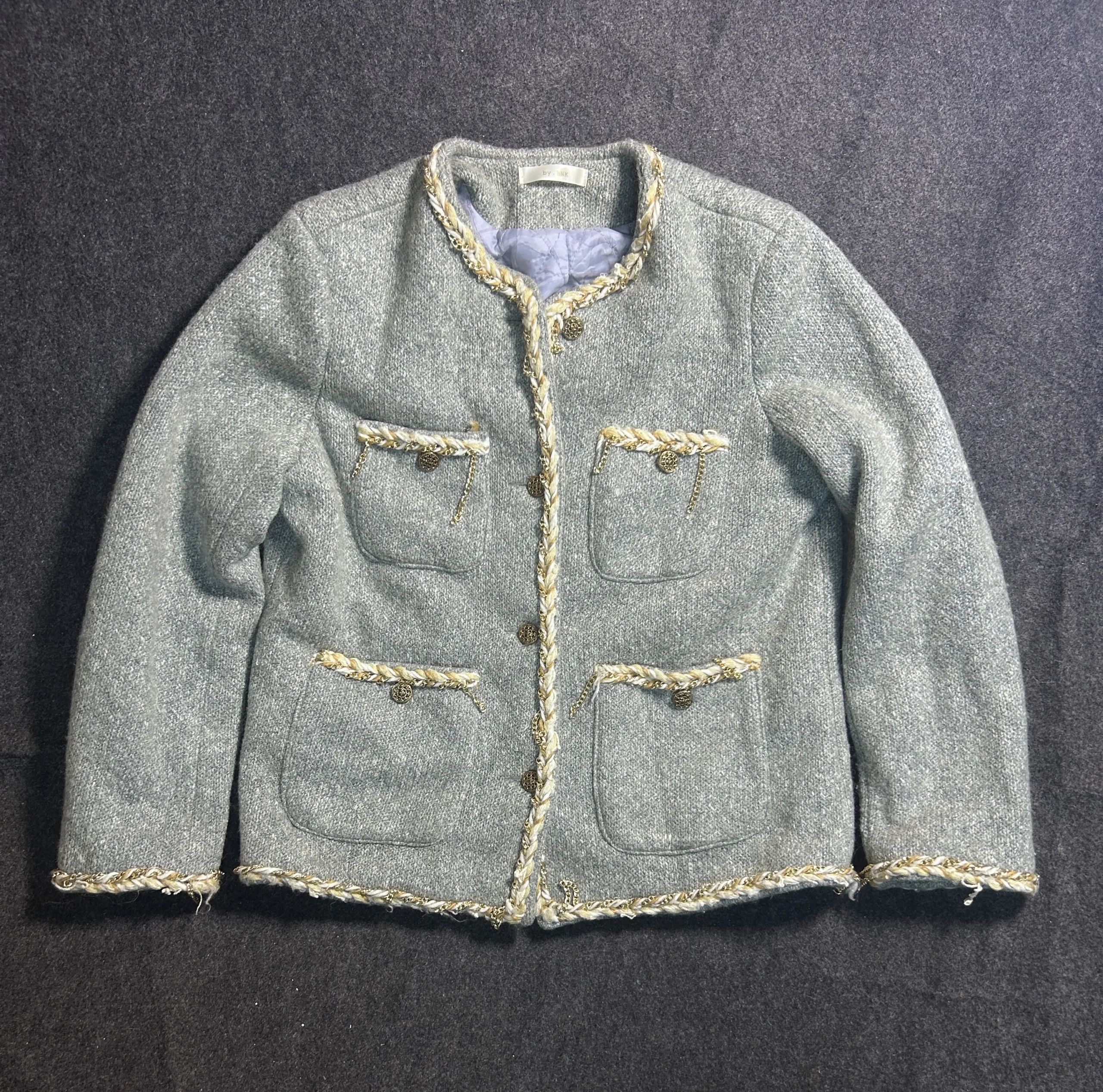 BNK Korean Style Tweed Jacket for Women | Luxury Chain Trim | Premium Winter Blazer