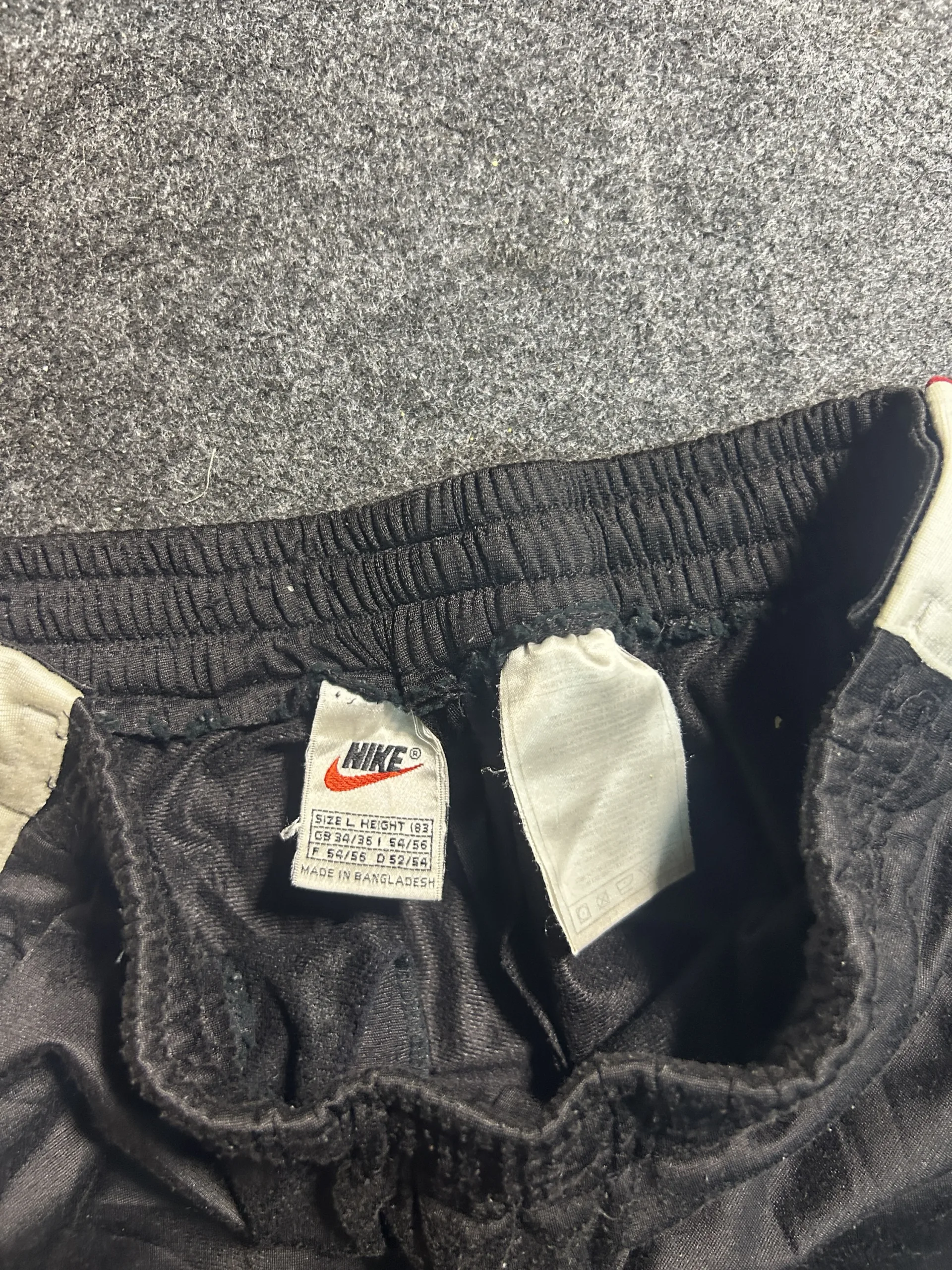 Nike Vintage Tearaway Snap Button Track Pants Black White Red | L