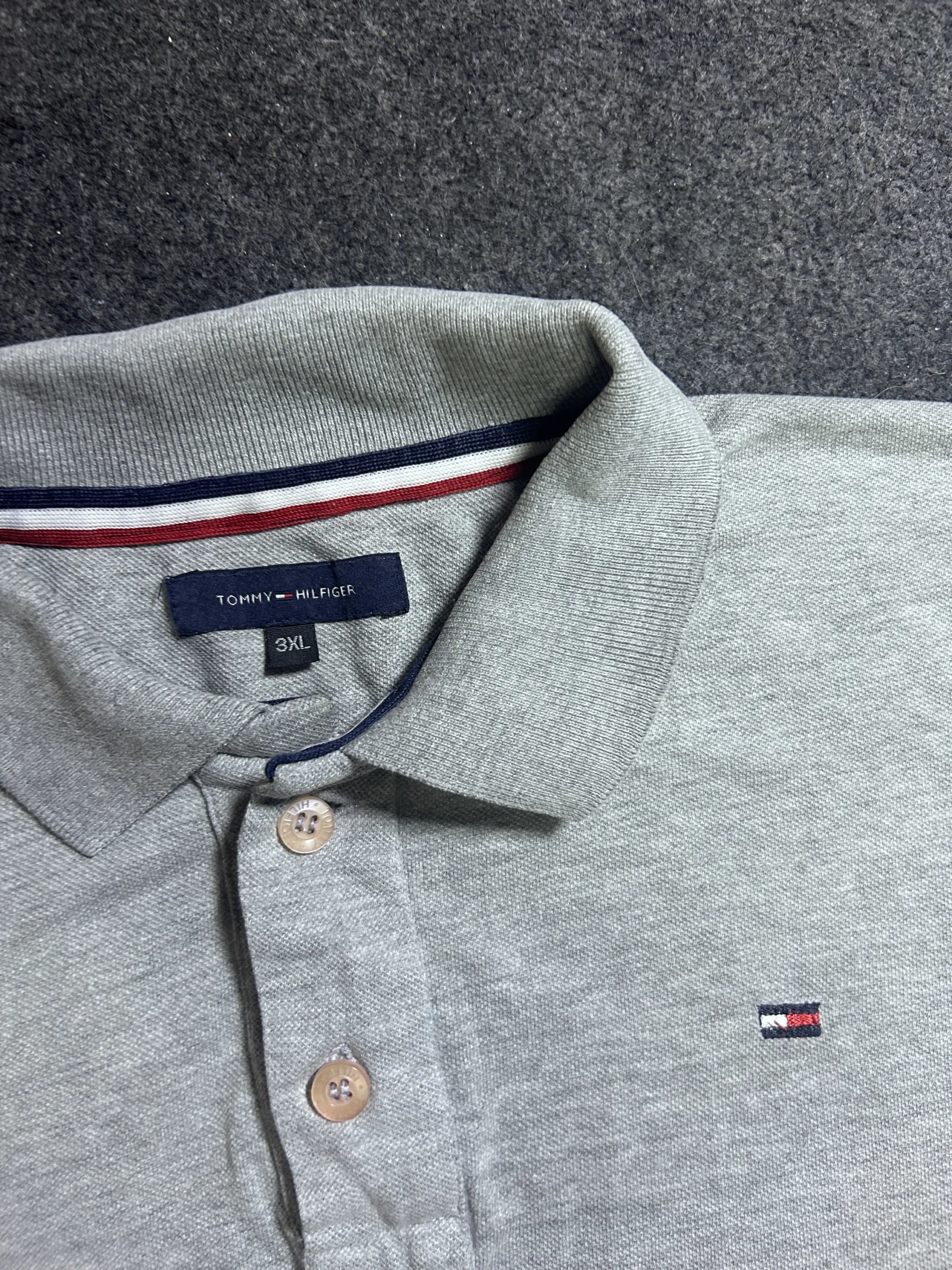 Tommy Hilfiger Grey Polo T-Shirt | Cotton Summer Polo | Men’s 3XL