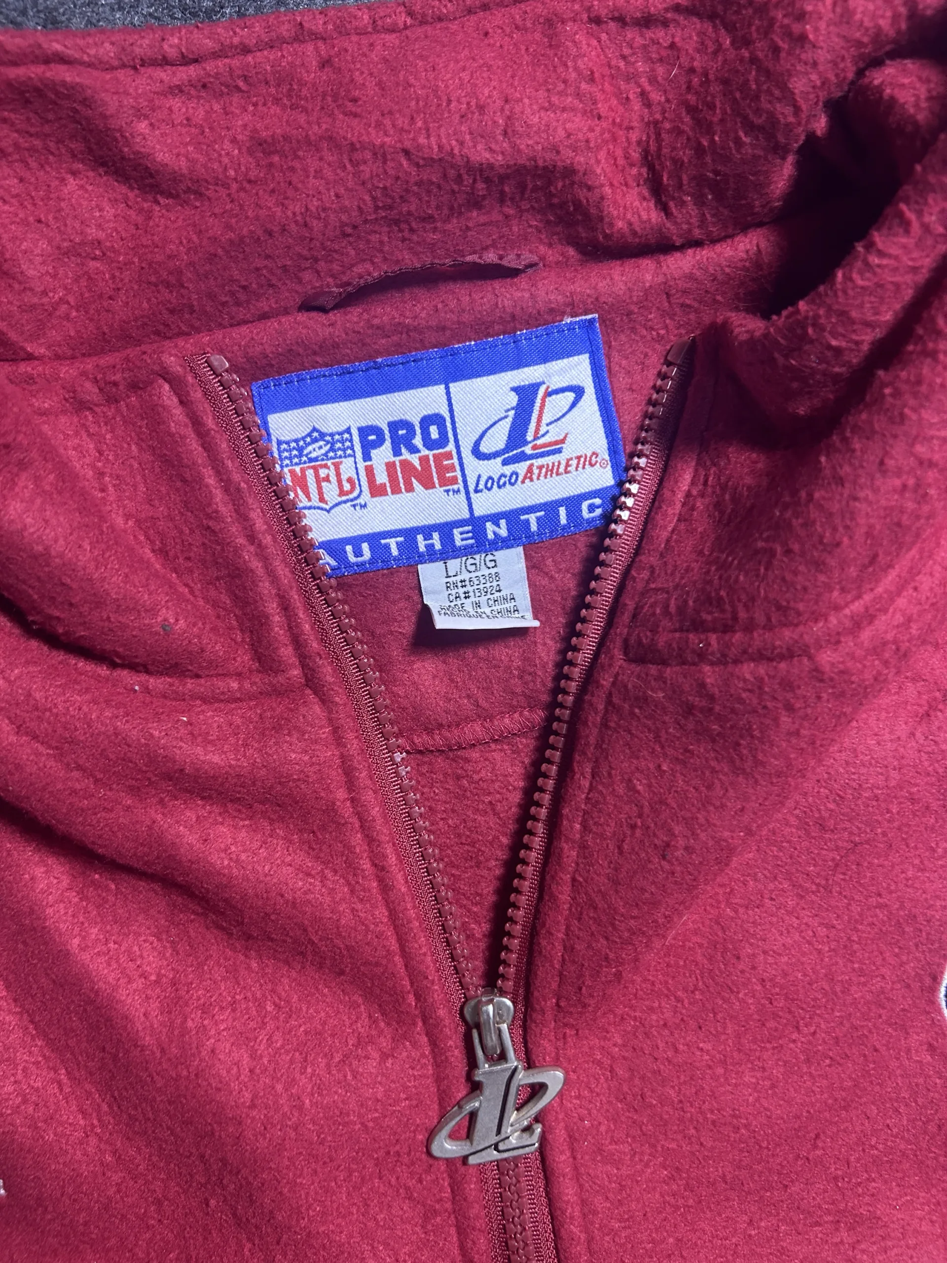 Vintage NFL San Francisco 49ers Logo Athletic Pro Line Quarter Zip Fleece Jacket Red | XL