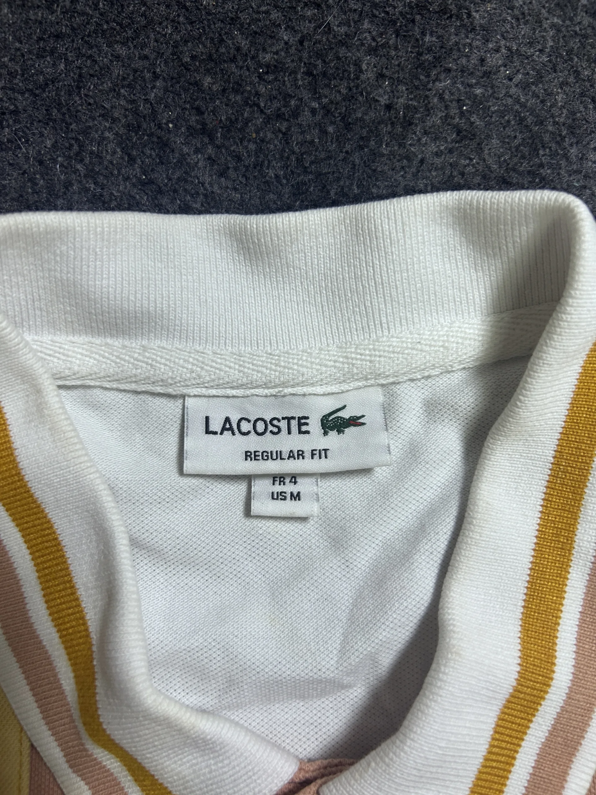 Lacoste Color Block Polo T-Shirt White & Peach | M